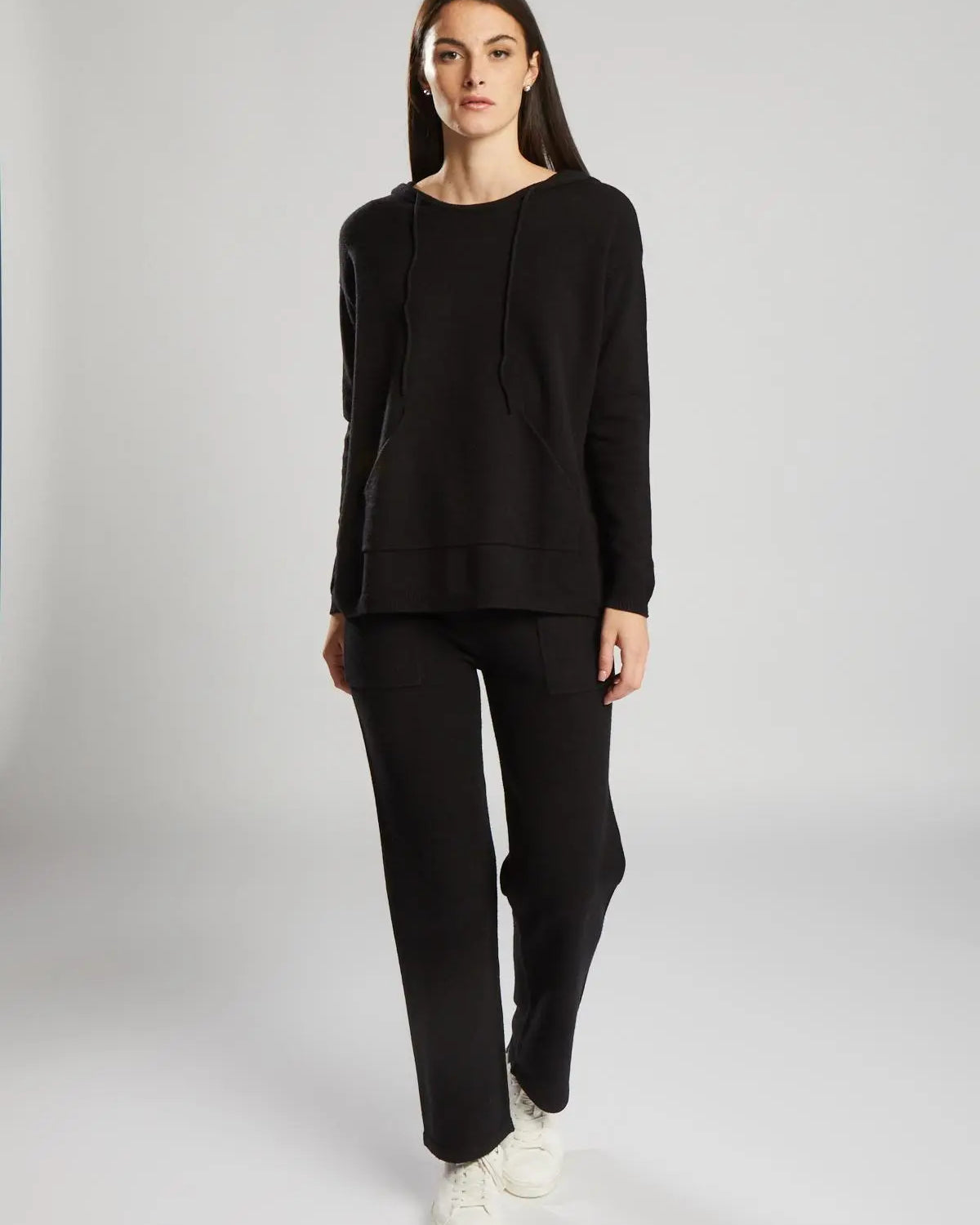 Felpa con cappuccio in maglia NERO IRONICA L