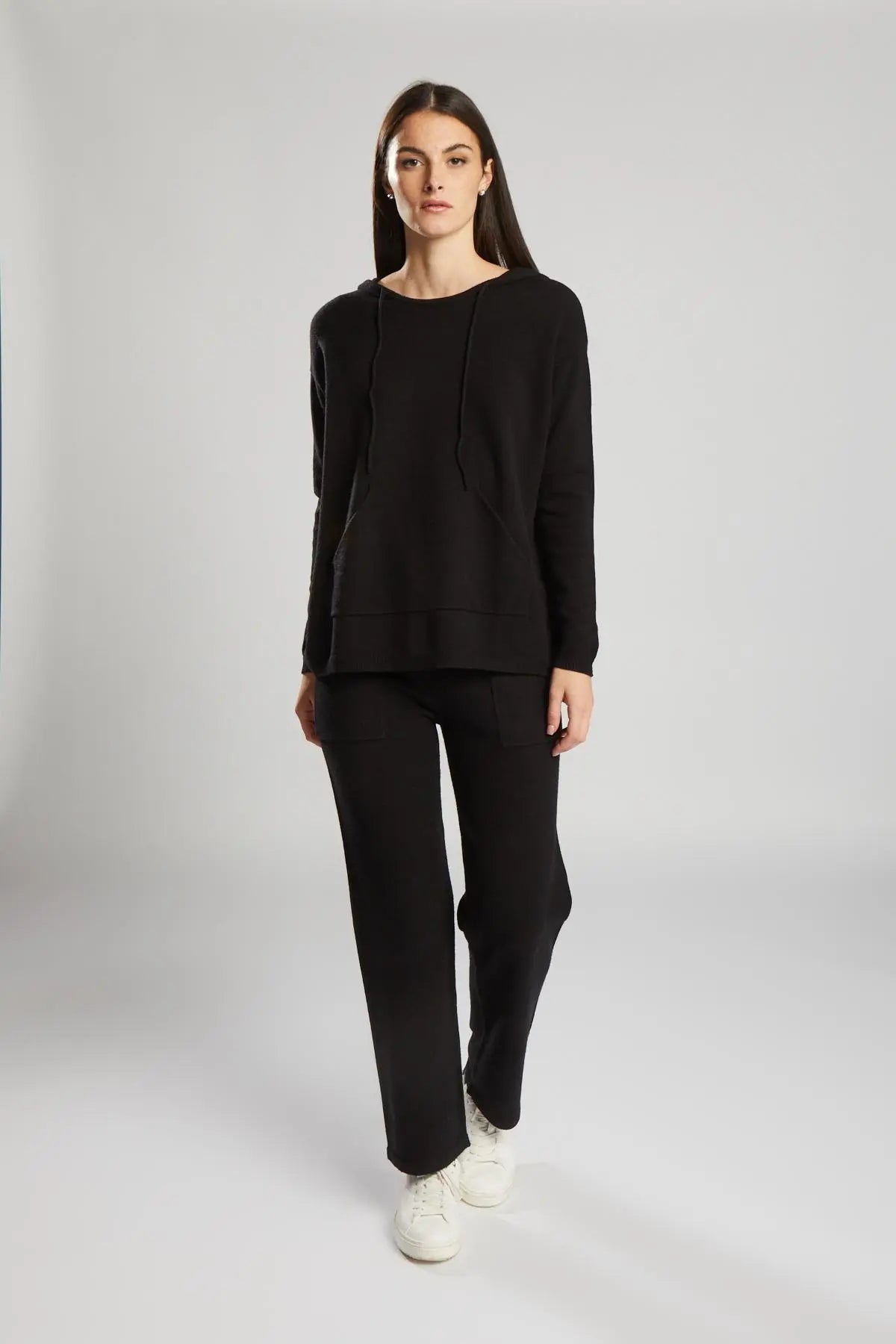 Felpa con cappuccio in maglia NERO IRONICA L