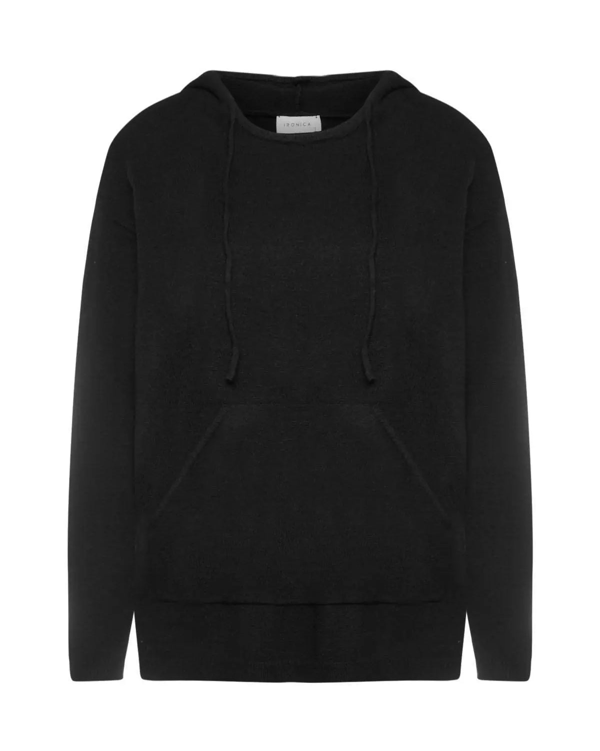 Felpa con cappuccio in maglia NERO IRONICA