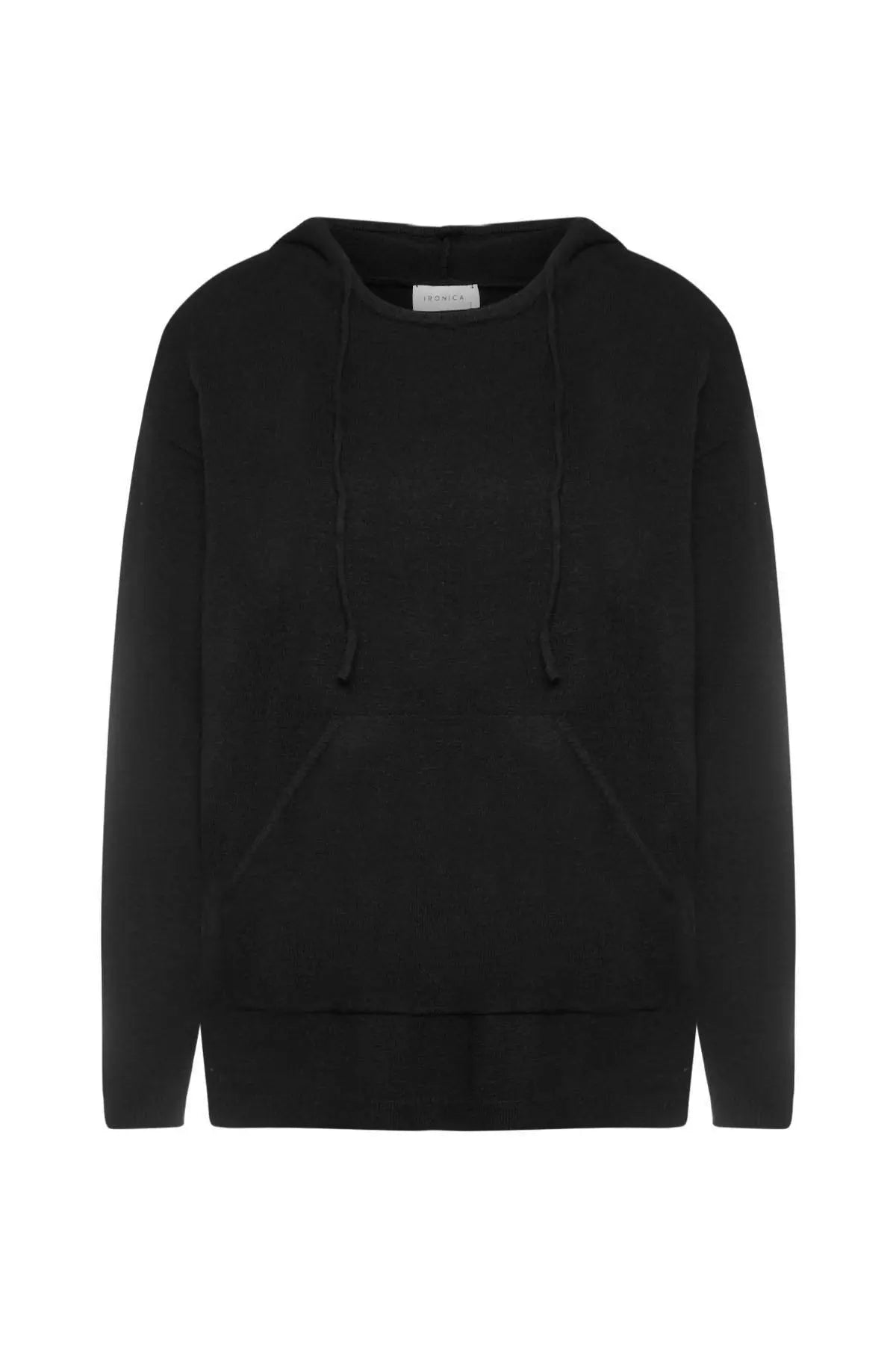 Felpa con cappuccio in maglia NERO IRONICA