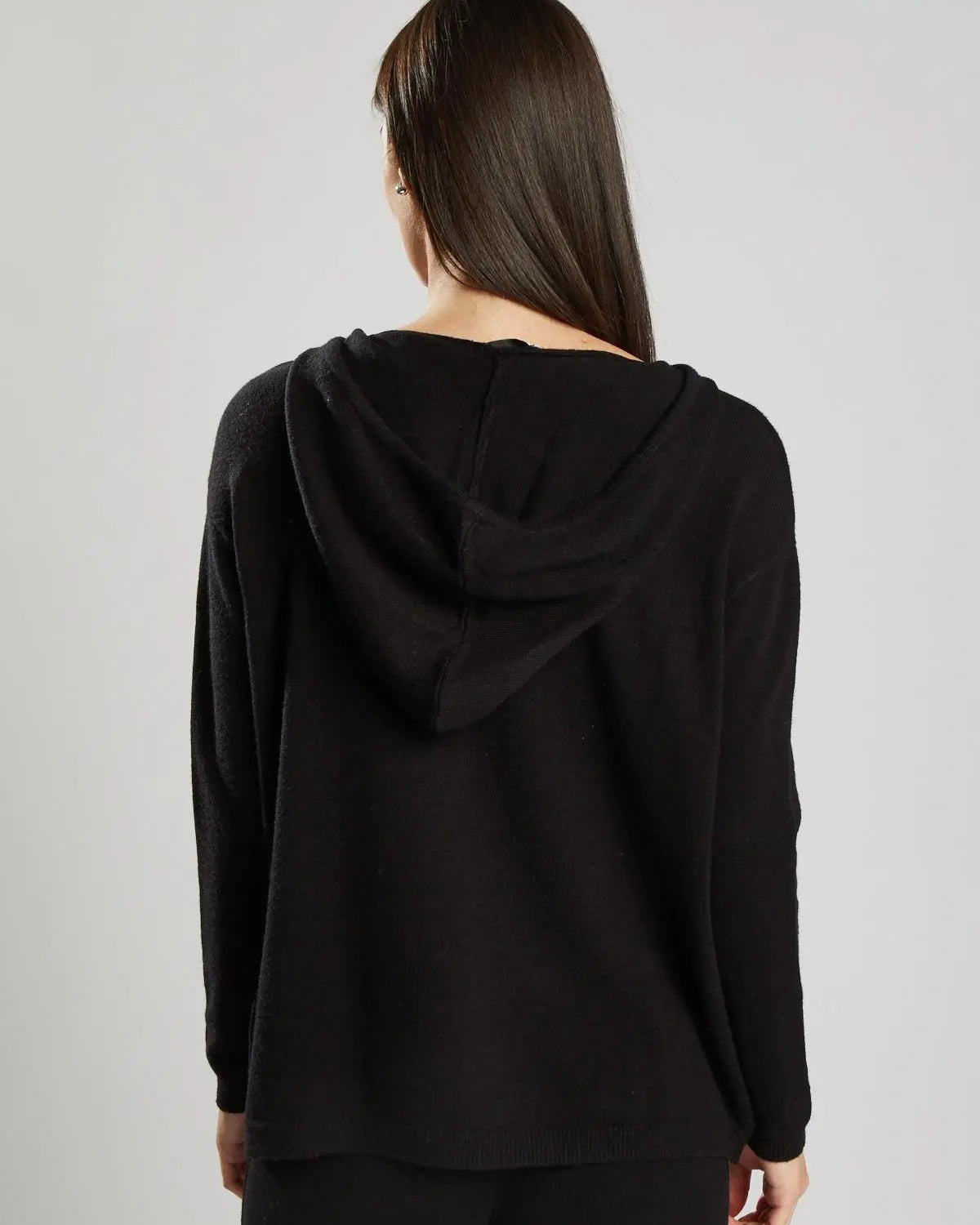 Felpa con cappuccio in maglia NERO IRONICA