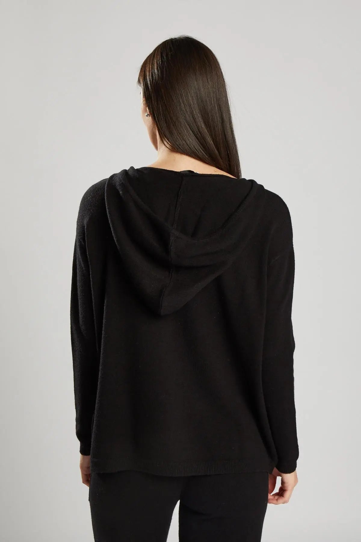 Felpa con cappuccio in maglia NERO IRONICA