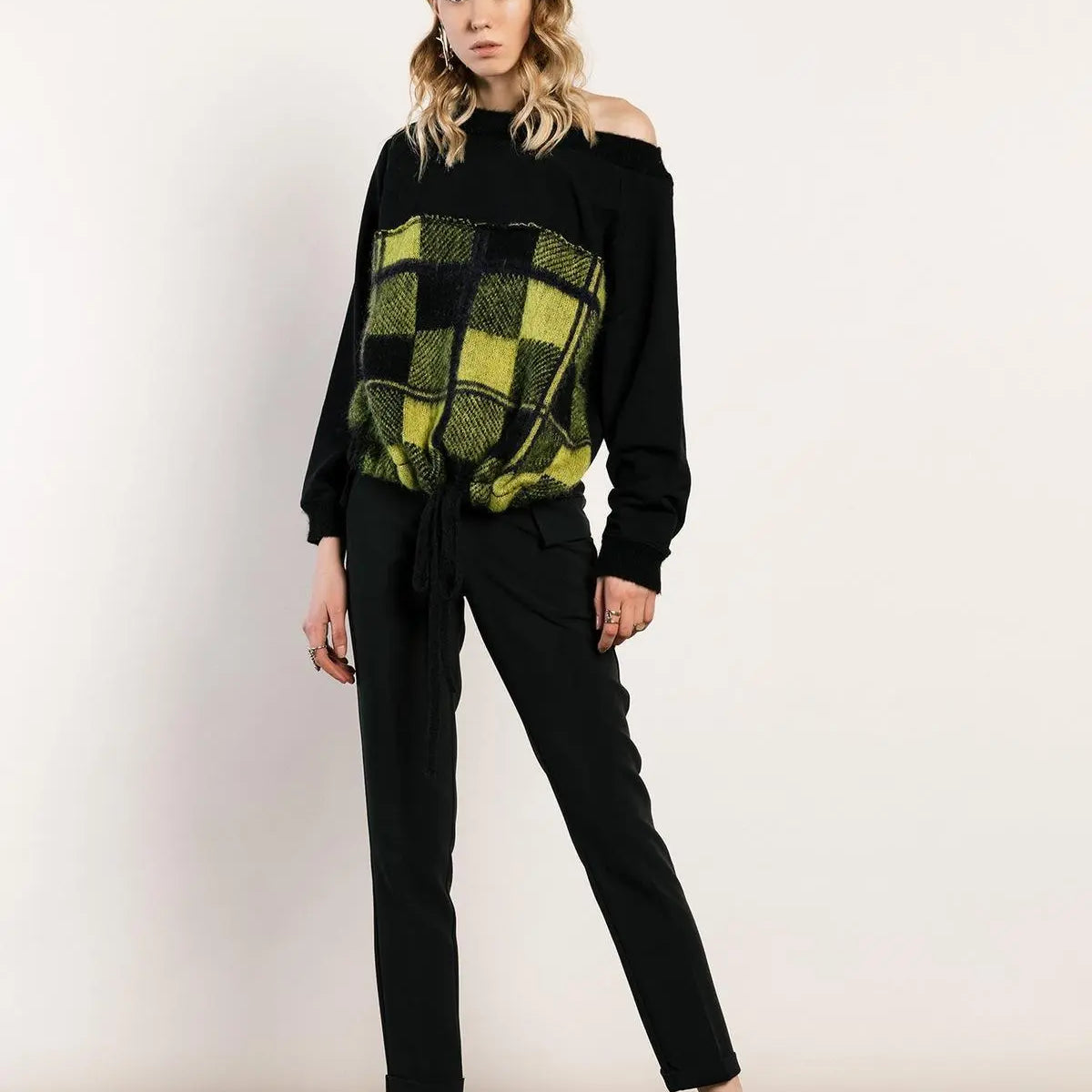 Felpa con laccio NERO-VERDE IRONICA XL