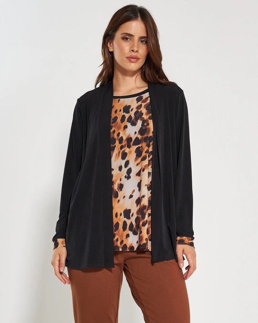 Finto twinset animalier TABACCO DORABELLA PIU'
