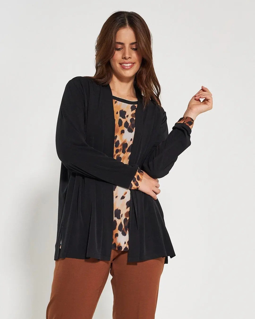 Finto twinset animalier TABACCO DORABELLA PIU'