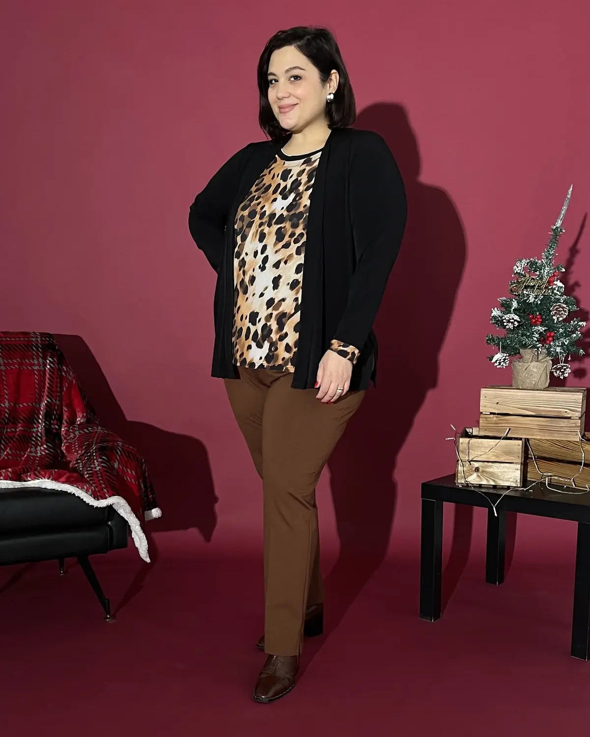 Finto twinset animalier TABACCO DORABELLA PIU'