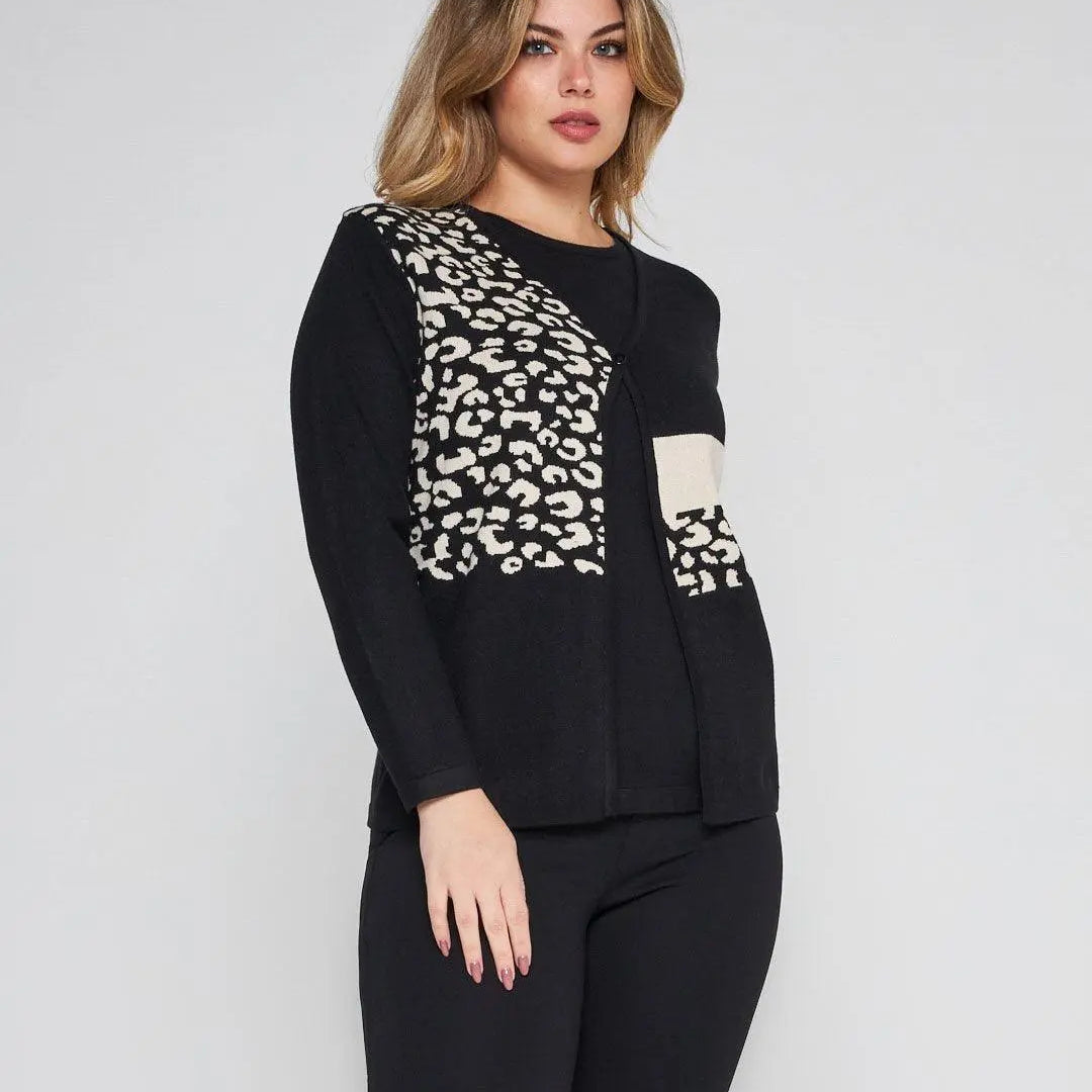 Finto twinset jacquard con bottoncini NERO DORABELLA