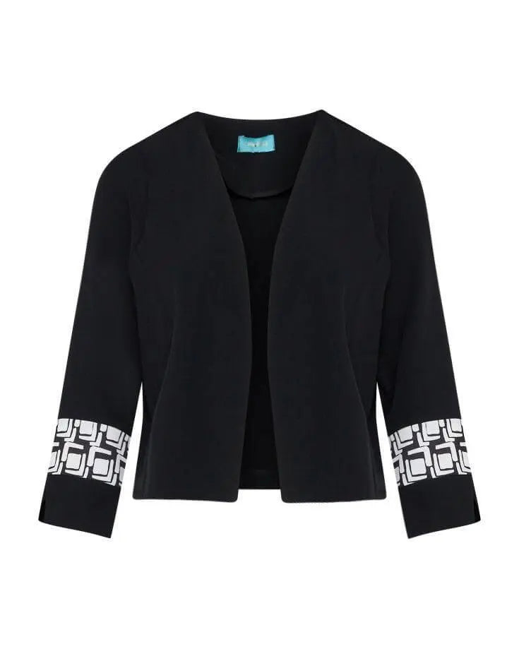 Giacca bolerino in cady unito con inserti fantasia Optical NERO DORABELLA