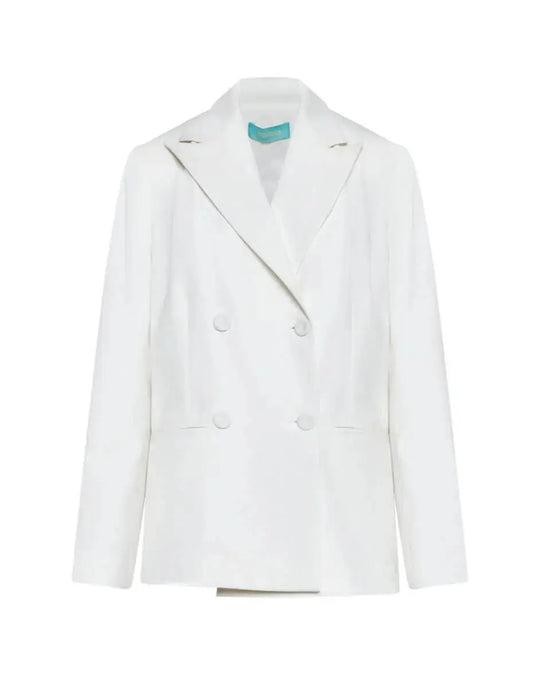 Giacca doppiopetto in cady elasticizzato con bottoni in tinta OFF WHITE DORABELLA