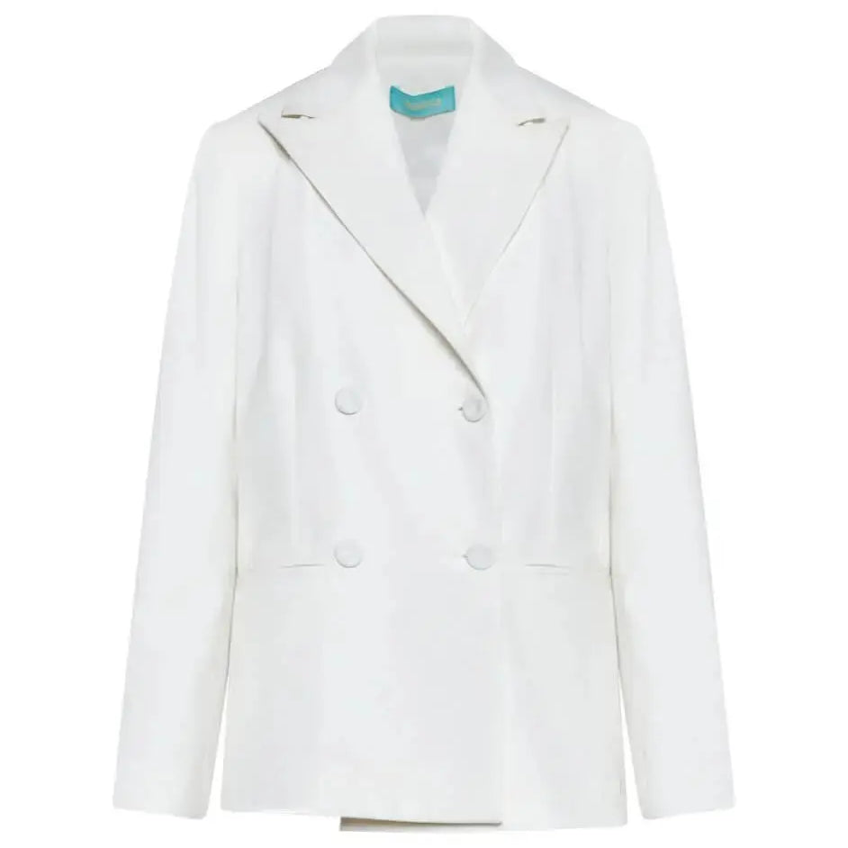 Giacca doppiopetto in cady elasticizzato con bottoni in tinta OFF WHITE DORABELLA