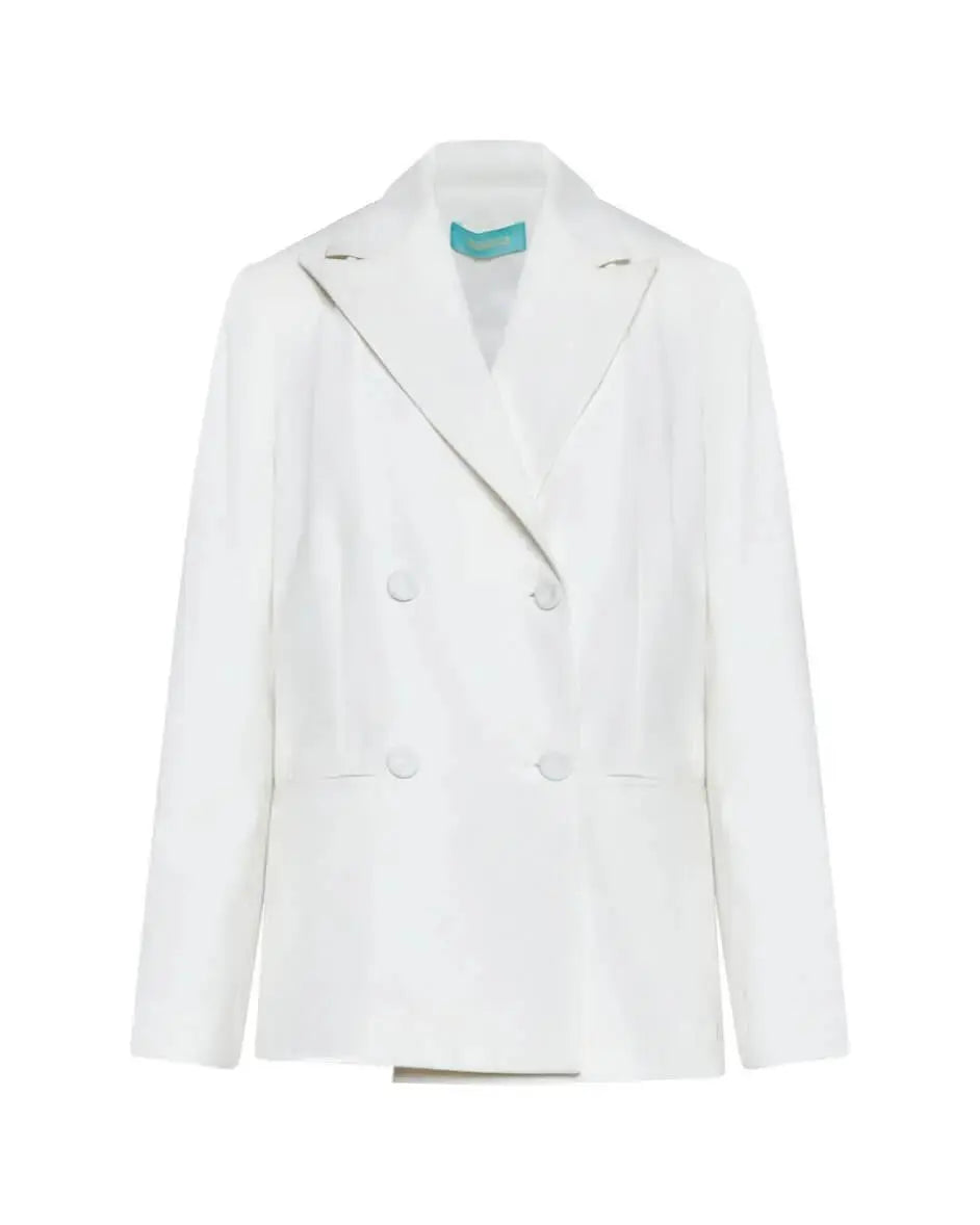 Giacca doppiopetto in cady elasticizzato con bottoni in tinta OFF WHITE DORABELLA