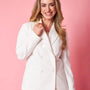 Giacca doppiopetto in cady elasticizzato con bottoni in tinta OFF WHITE DORABELLA
