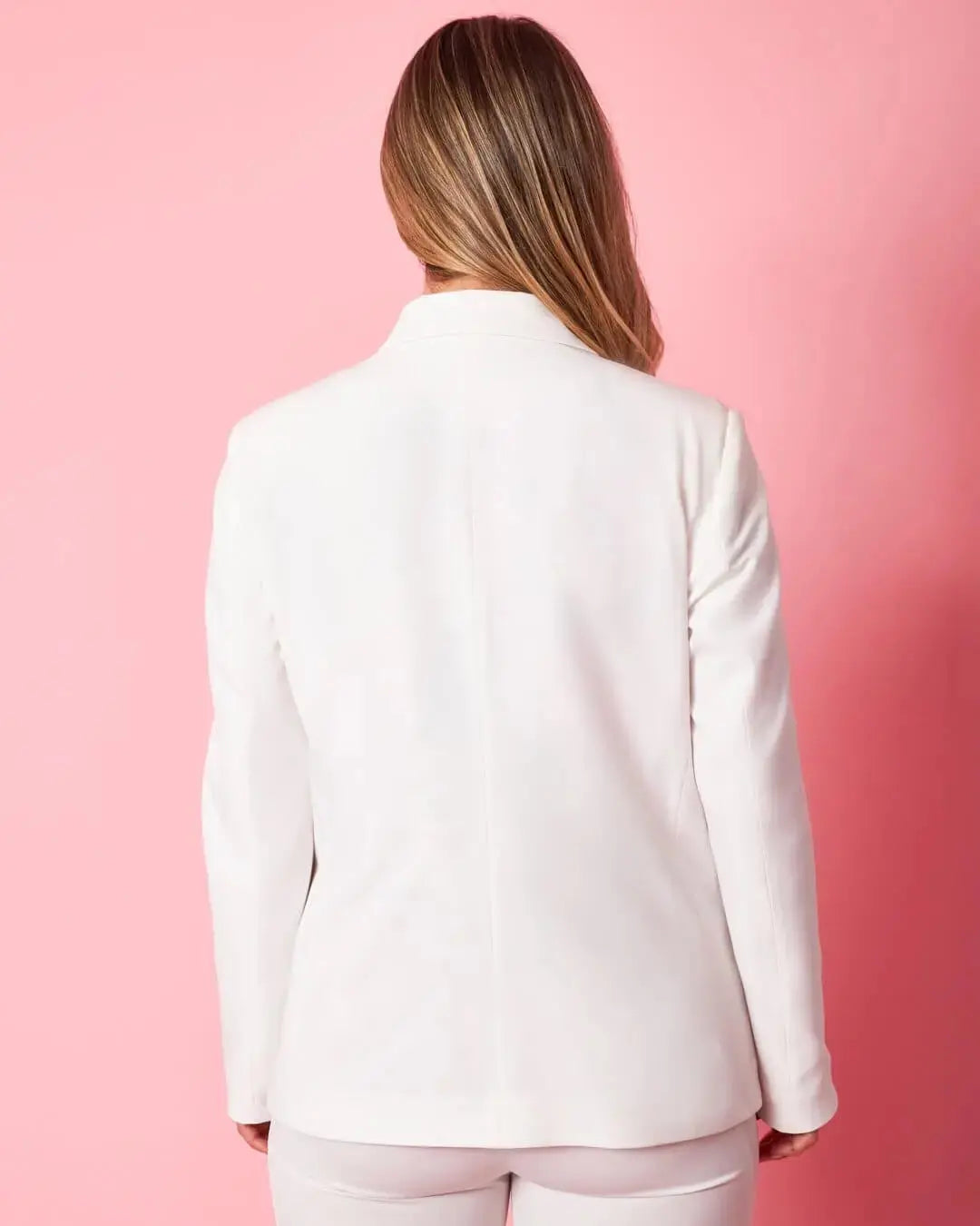 Giacca doppiopetto in cady elasticizzato con bottoni in tinta OFF WHITE DORABELLA