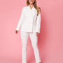 Giacca doppiopetto in cady elasticizzato con bottoni in tinta OFF WHITE DORABELLA