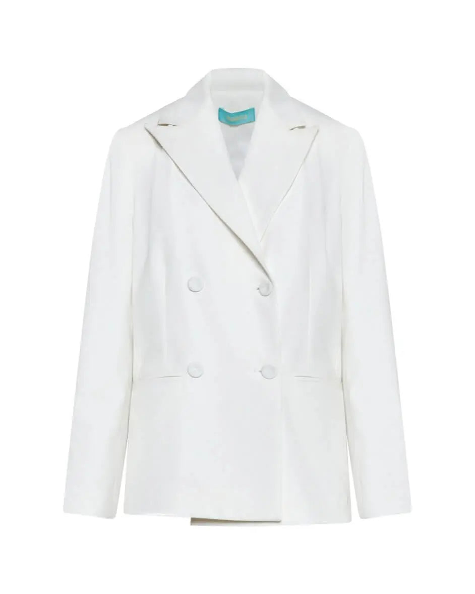 Giacca doppiopetto in cady elasticizzato con bottoni in tinta OFF WHITE DORABELLA