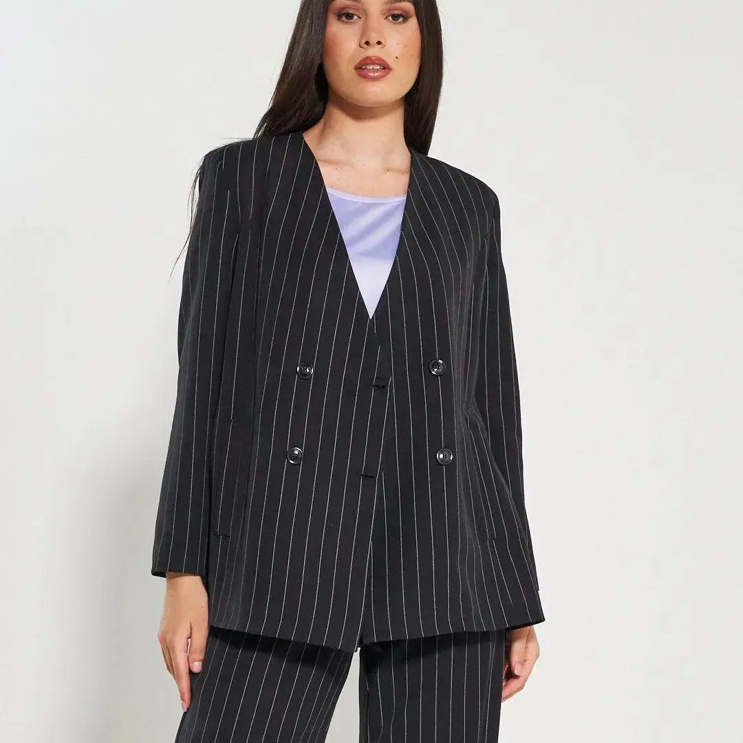 Giacca gessata NERO DORABELLA XXL