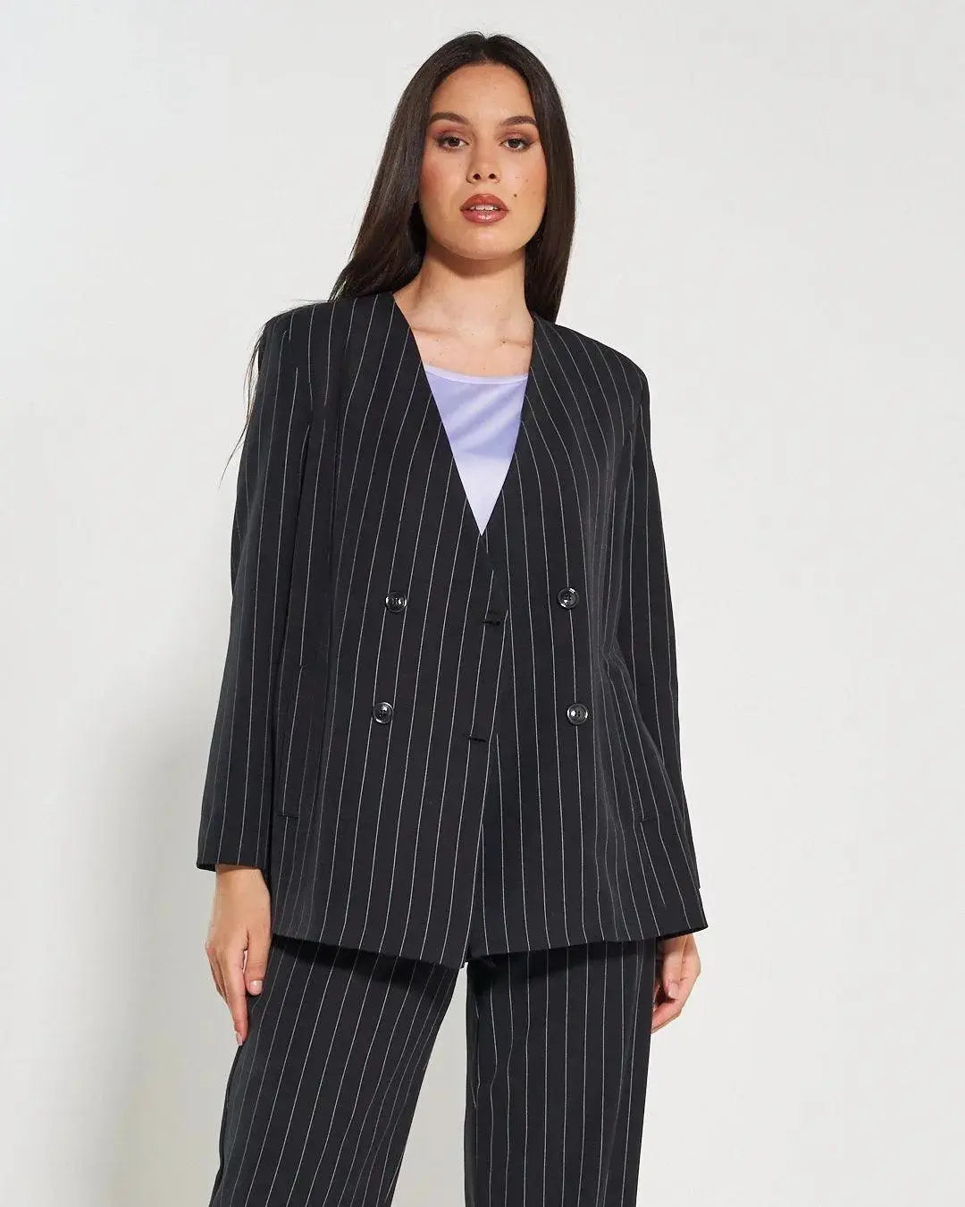 Giacca gessata NERO DORABELLA XXL