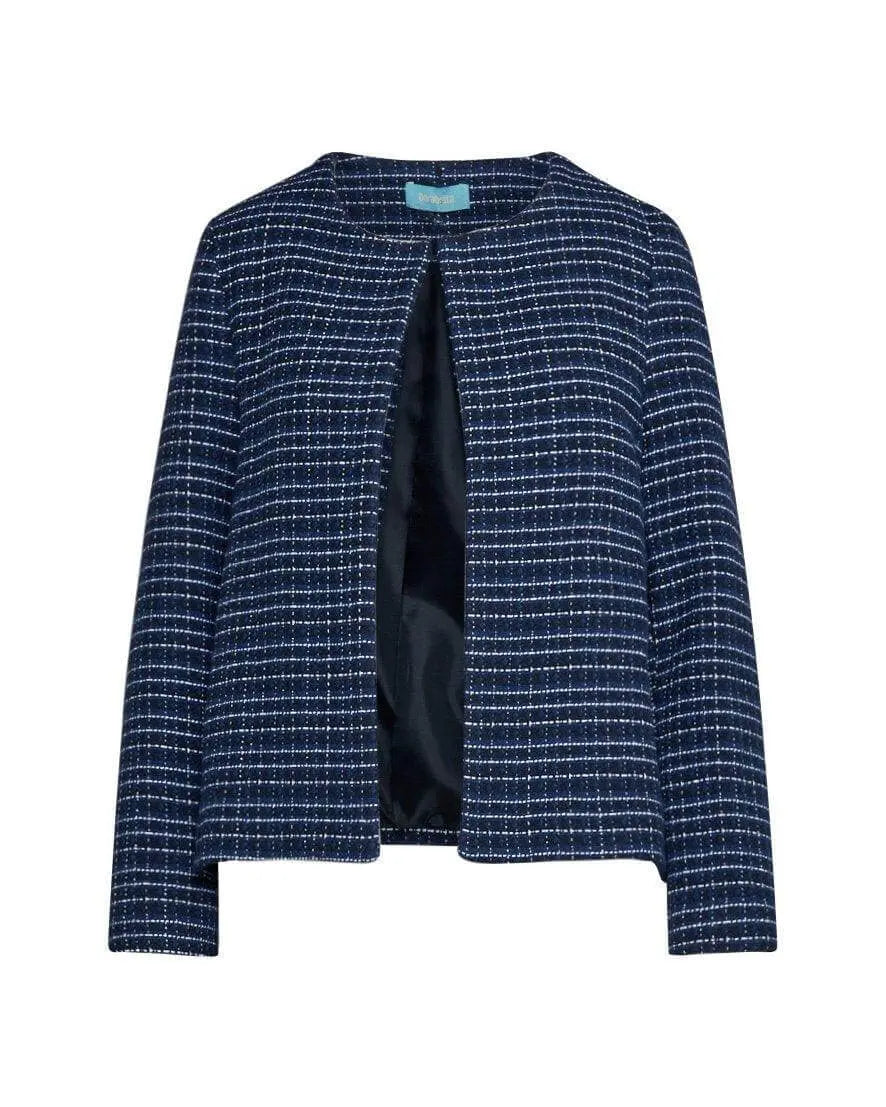 Giacca girocollo in tweed di misto cotone bi-colore BLU DORABELLA