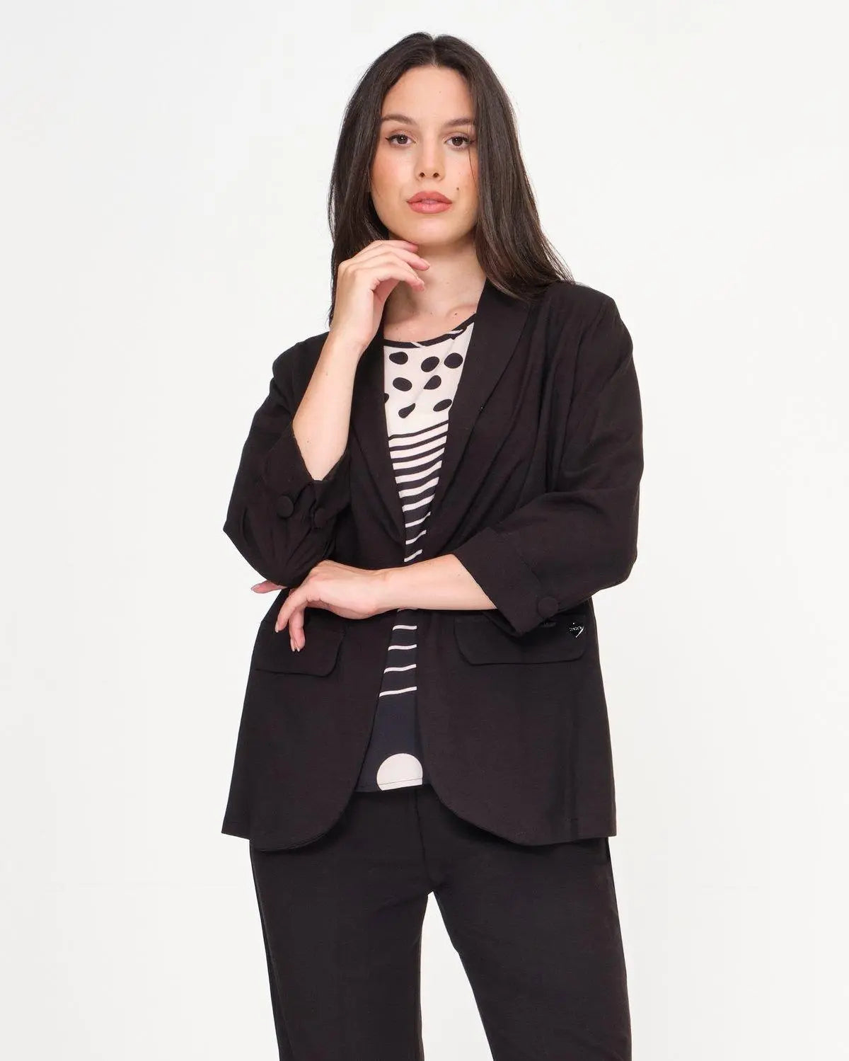 Giacca in misto lino e viscosa NERO DORABELLA