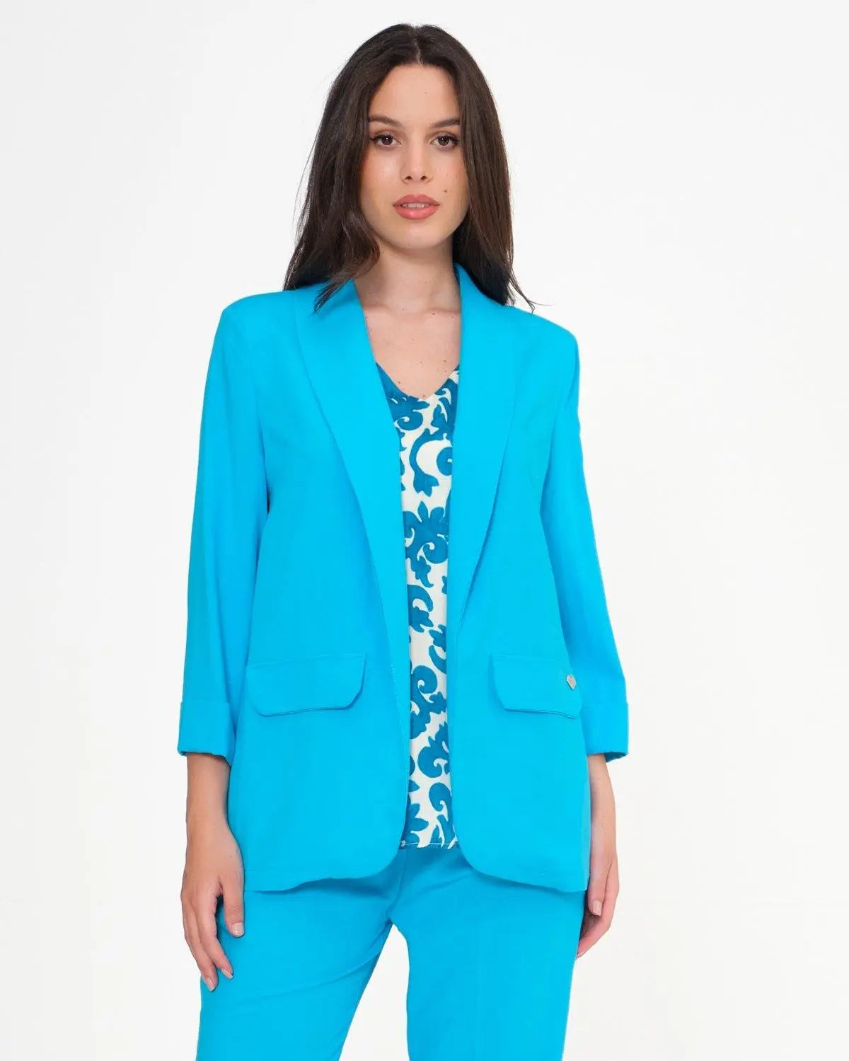 Giacca in misto lino e viscosa TURCHESE DORABELLA XXXL