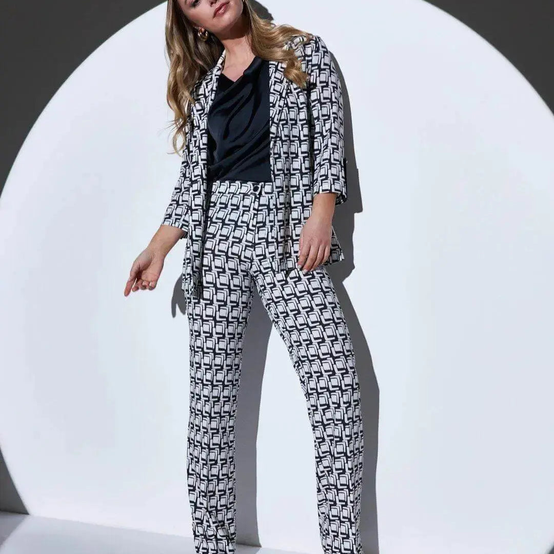 Giacca monopetto in cady stampato fantasia Optical con maniche a tre quarti NERO-BIANCO DORABELLA COUTURE XXL