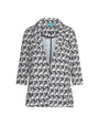 Giacca monopetto in cady stampato fantasia Optical con maniche a tre quarti NERO-BIANCO DORABELLA COUTURE