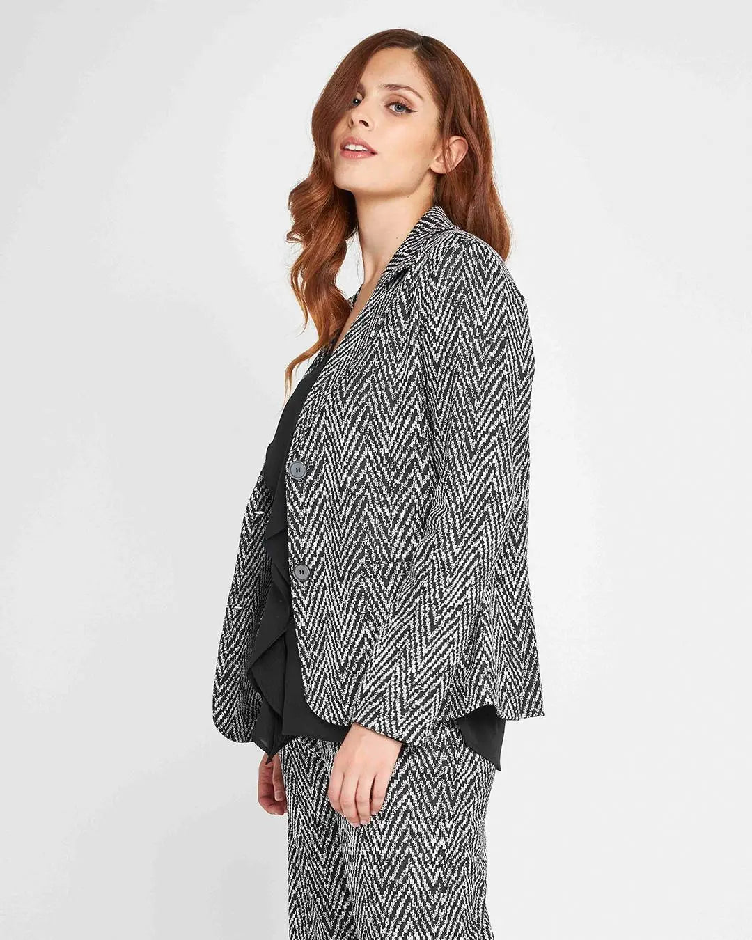 Giacca monopetto spigata NERO-BIANCO DORABELLA