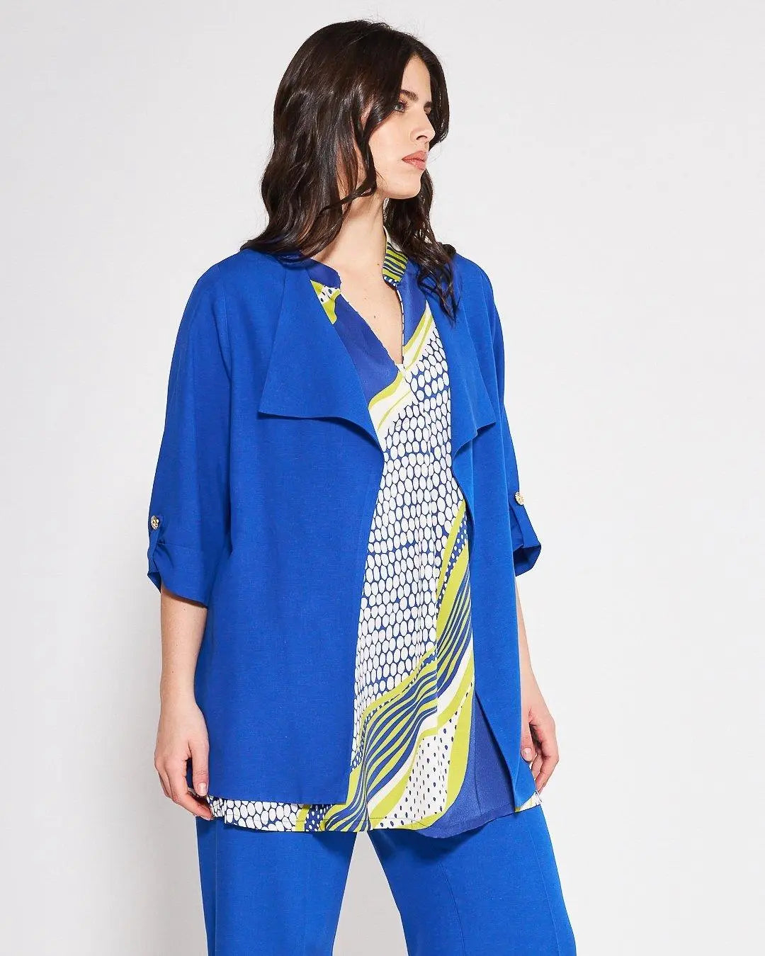 Giacca sciallata BLU-ROYAL DORABELLA PIU'