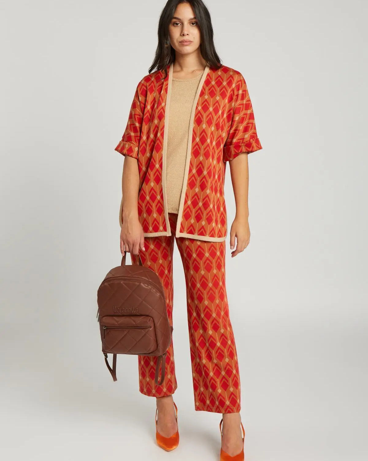 Gilet fantasia geometrica ARANCIO DORABELLA XXL