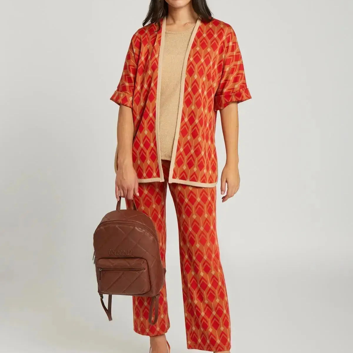 Gilet fantasia geometrica ARANCIO DORABELLA XXL