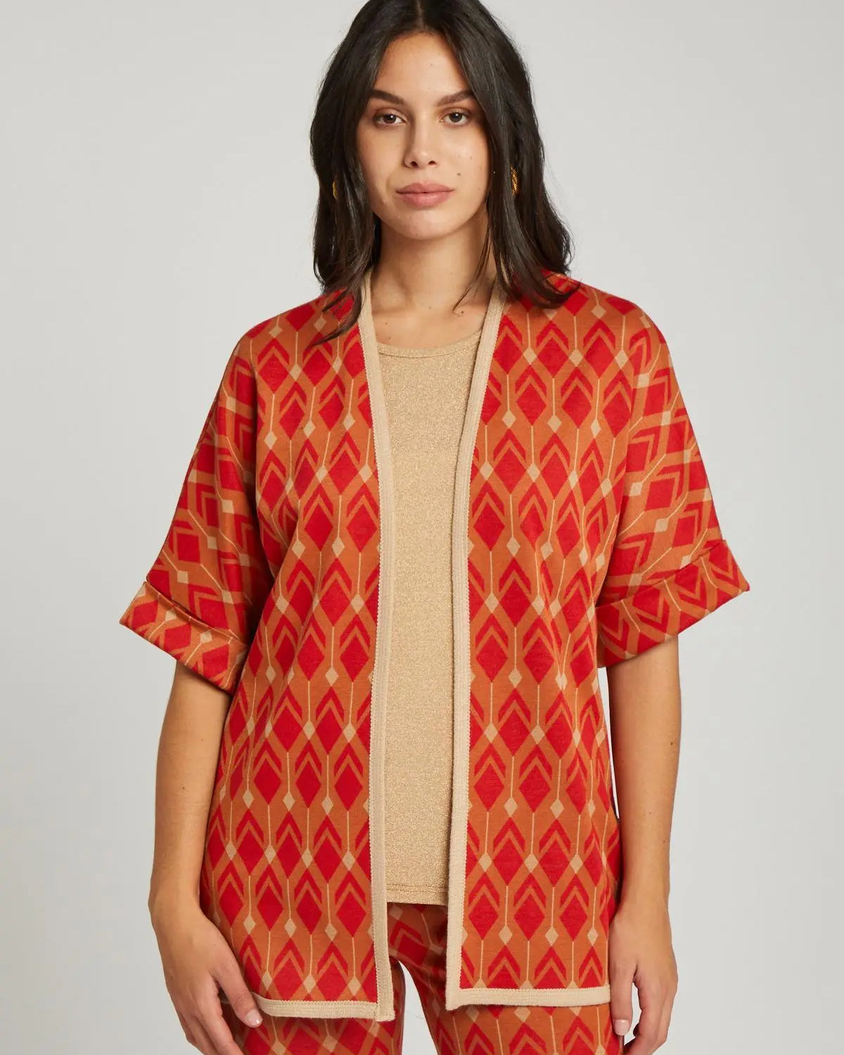 Gilet fantasia geometrica ARANCIO DORABELLA