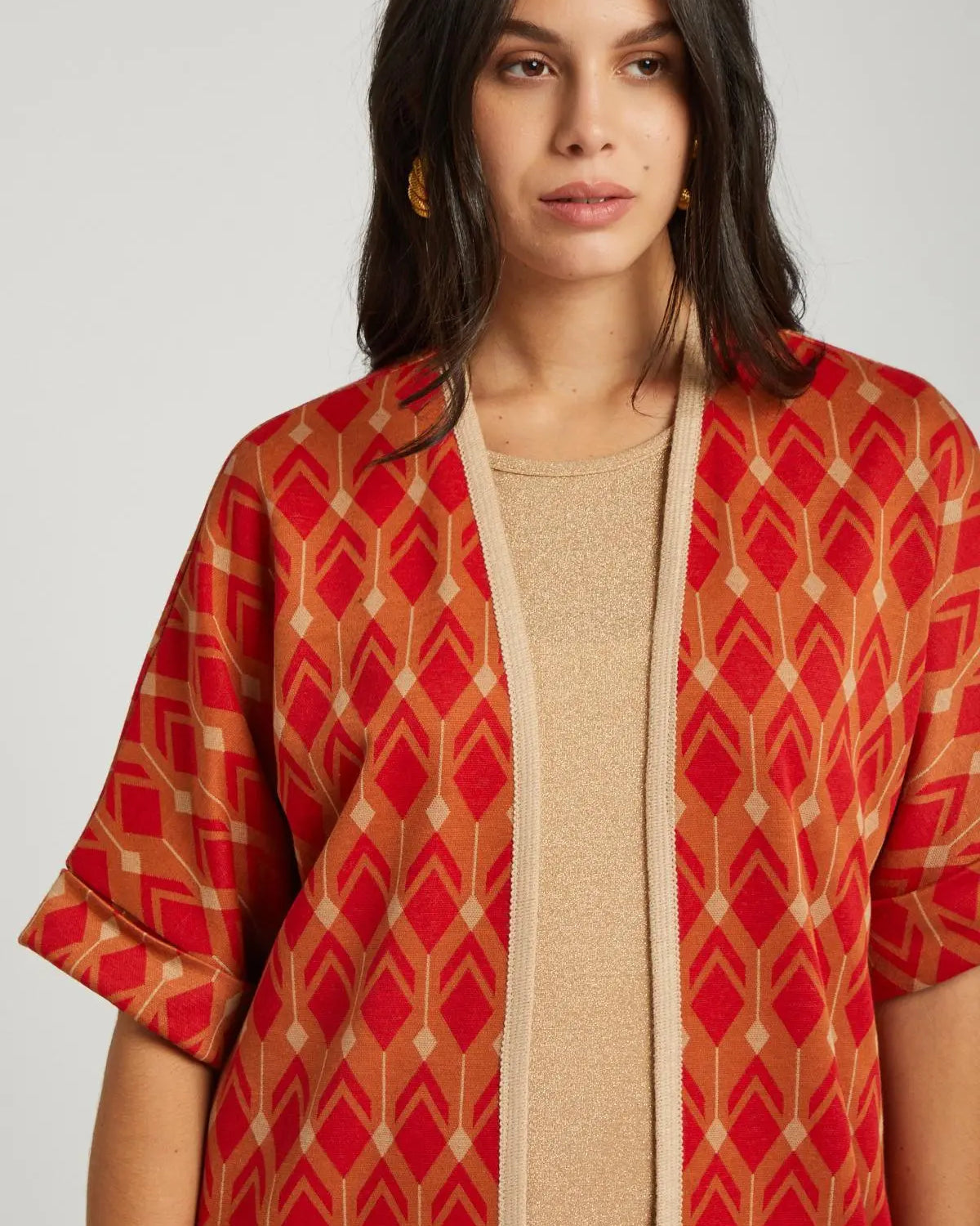 Gilet fantasia geometrica ARANCIO DORABELLA