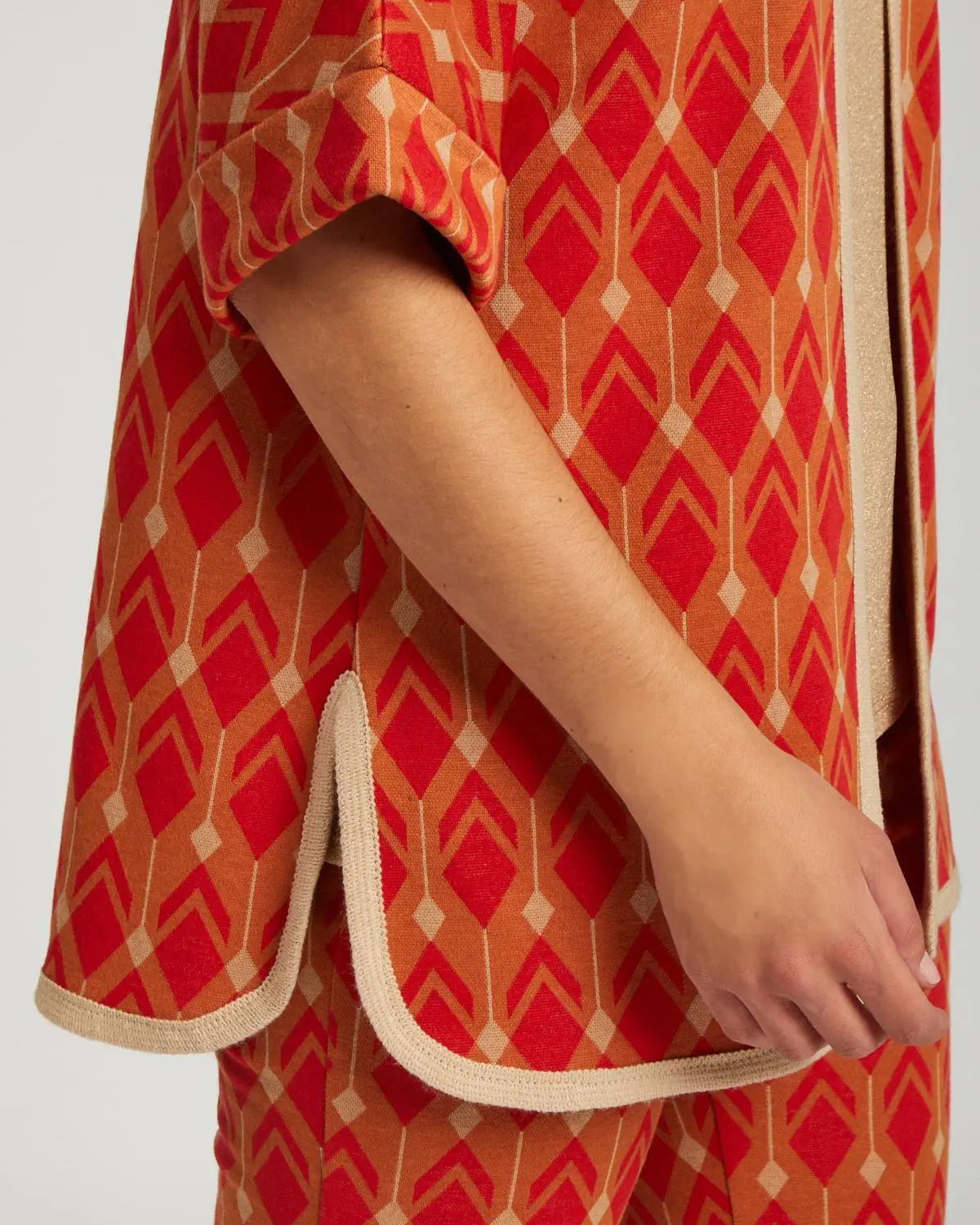 Gilet fantasia geometrica ARANCIO DORABELLA