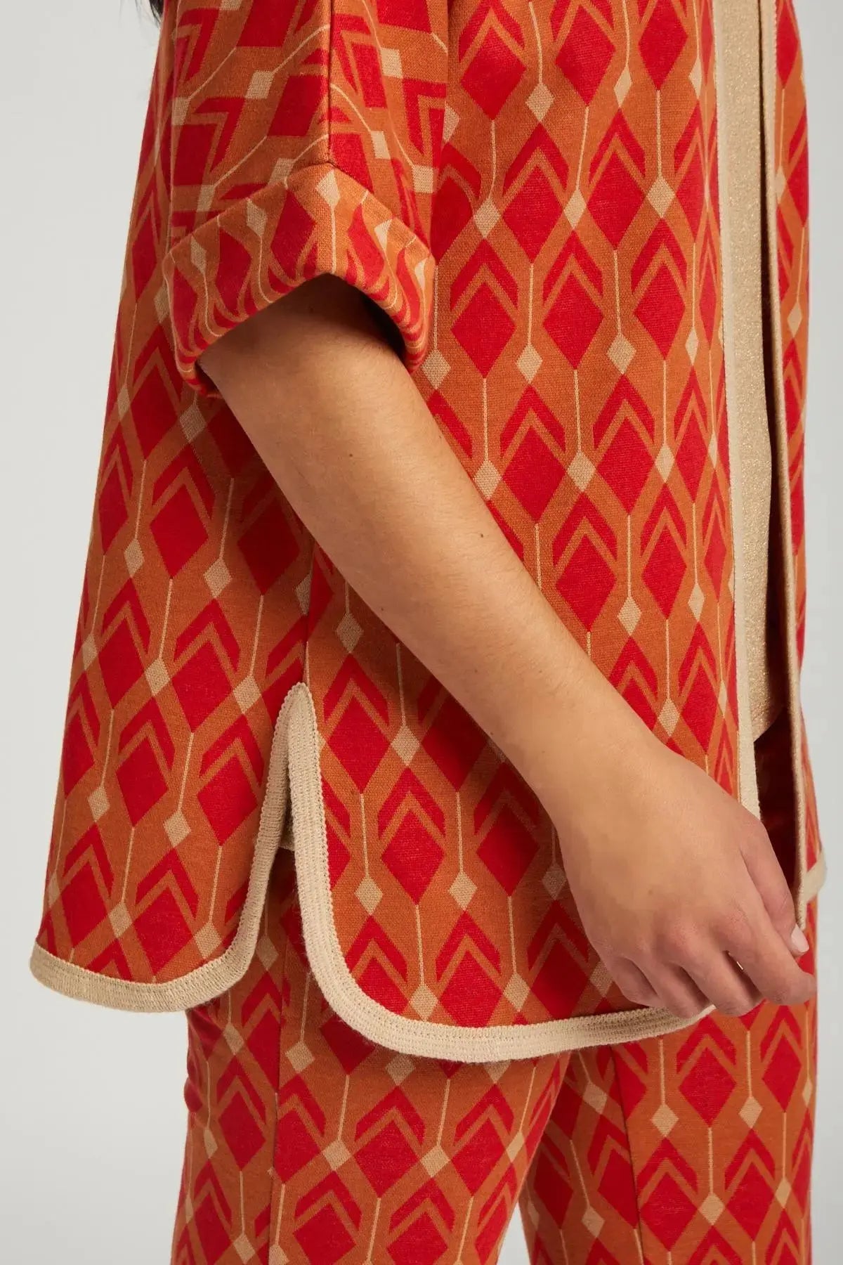 Gilet fantasia geometrica ARANCIO DORABELLA