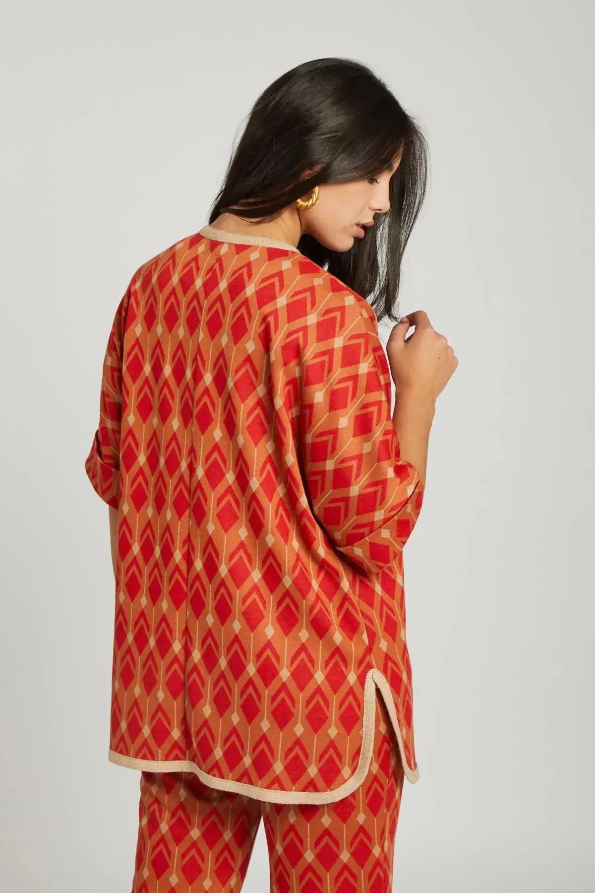 Gilet fantasia geometrica ARANCIO DORABELLA