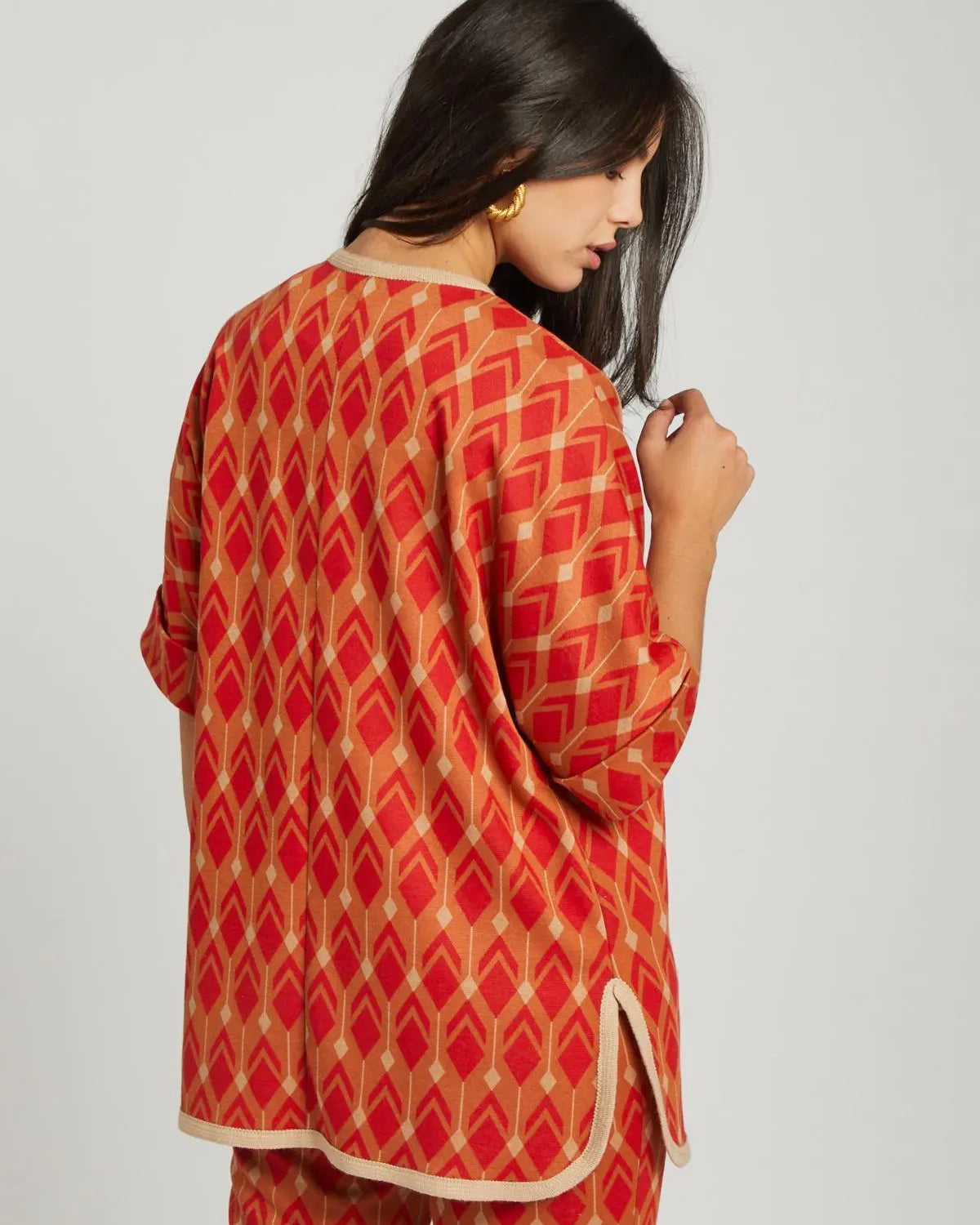 Gilet fantasia geometrica ARANCIO DORABELLA