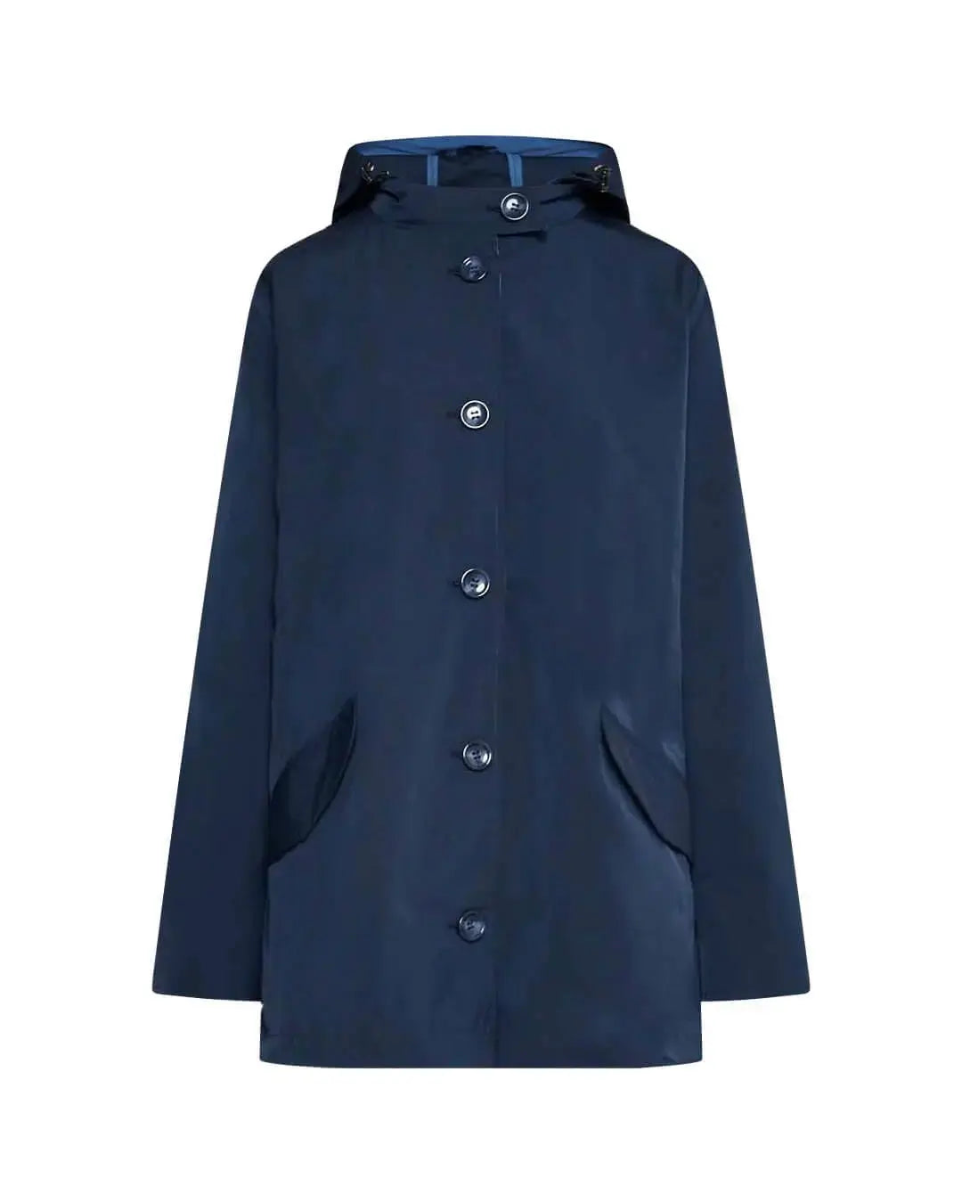 Giubbino in nylon con cappuccio e profili a contrasto BLU DORABELLA PIU'