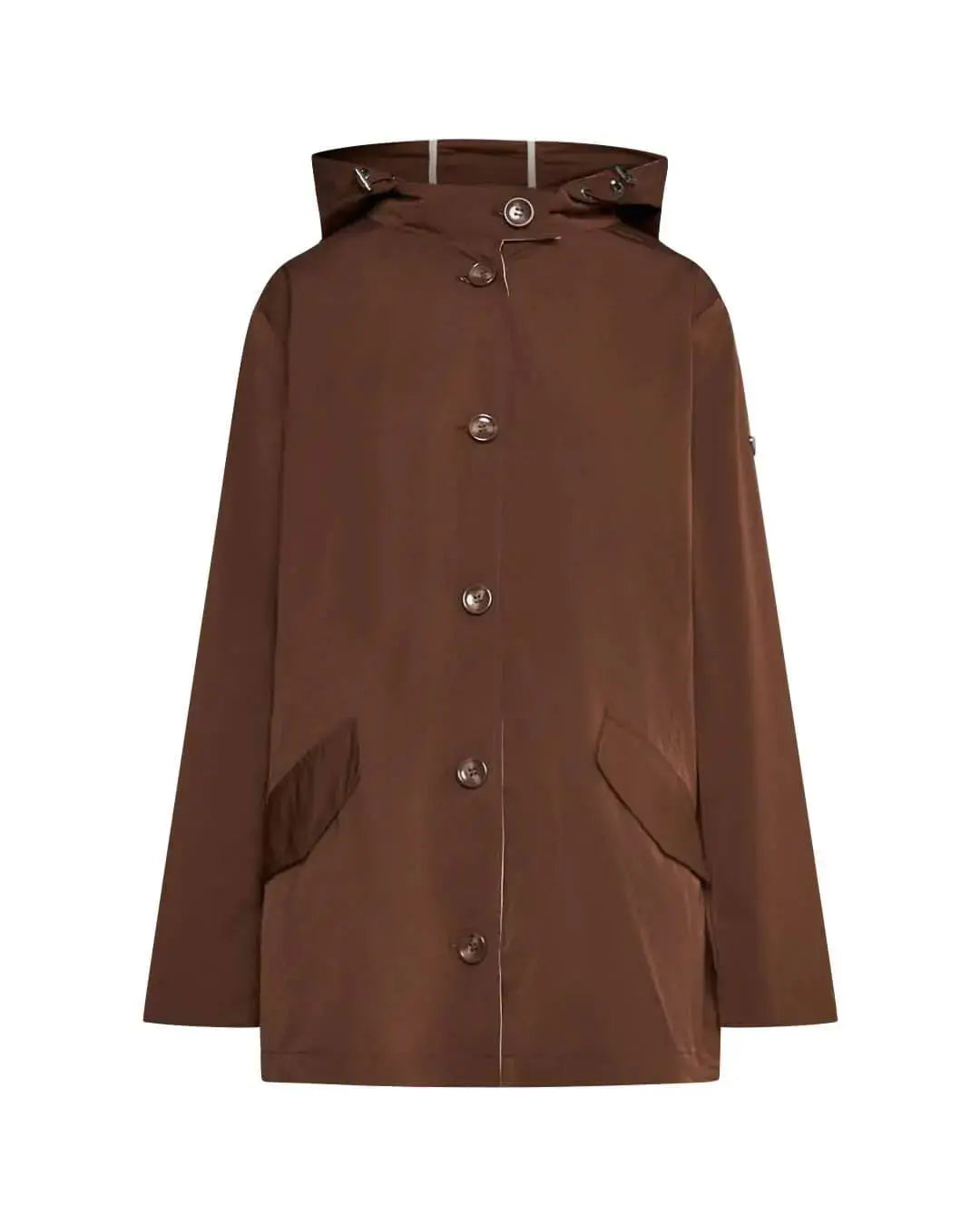 Giubbino in nylon con cappuccio e profili a contrasto CARAMELLO DORABELLA PIU'