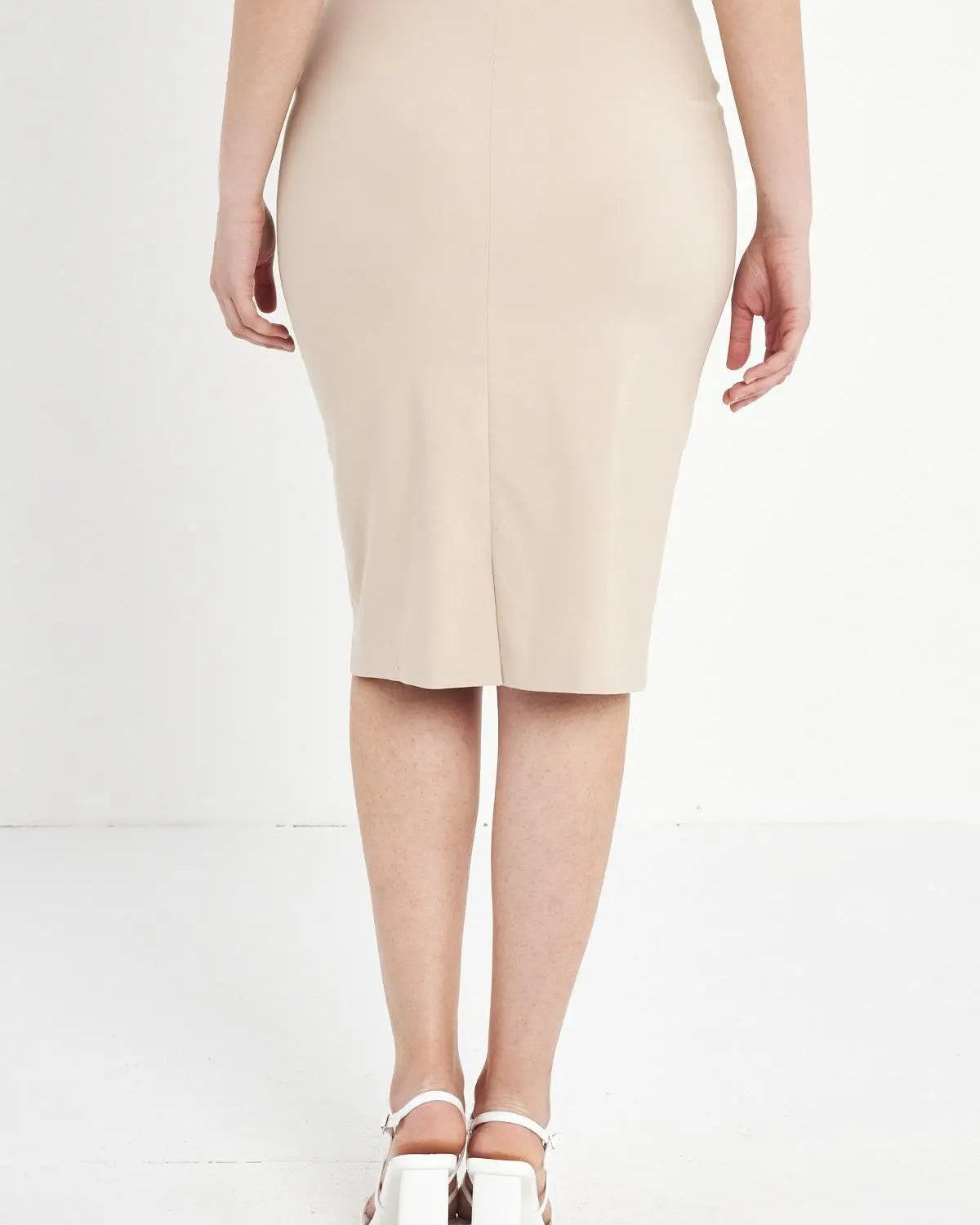 Gonna a tubino basic in misto viscosa elasticizzata tinta unita. BEIGE DORABELLA