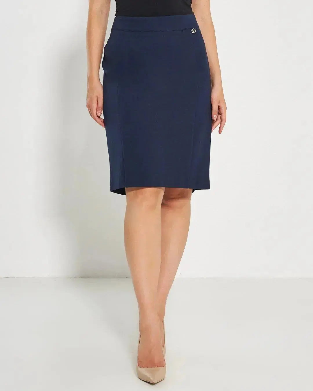 Gonna a tubino con vita elasticizzata e nervures frontali BLU DORABELLA PIU' 49