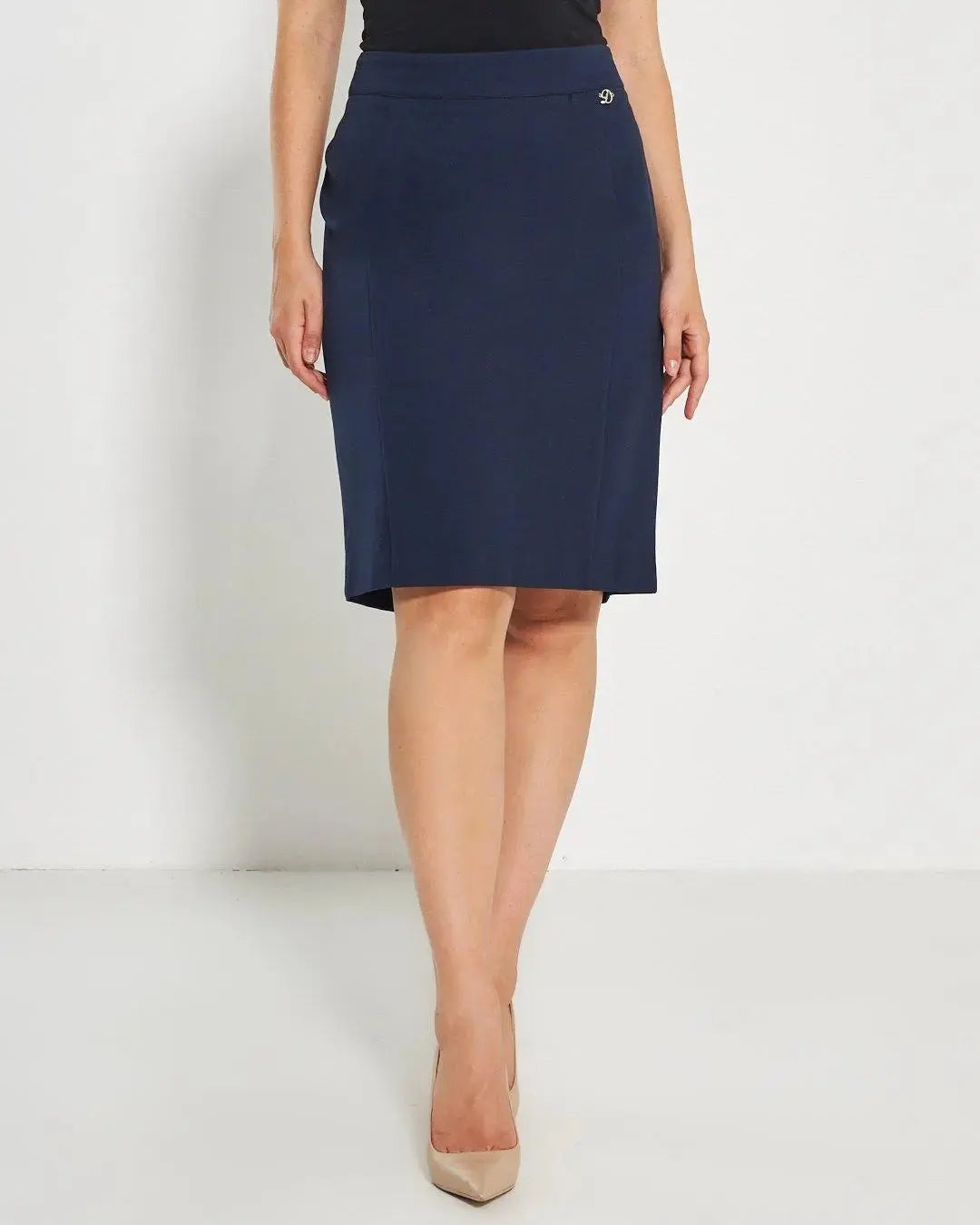 Gonna a tubino con vita elasticizzata e nervures frontali BLU DORABELLA PIU' 49