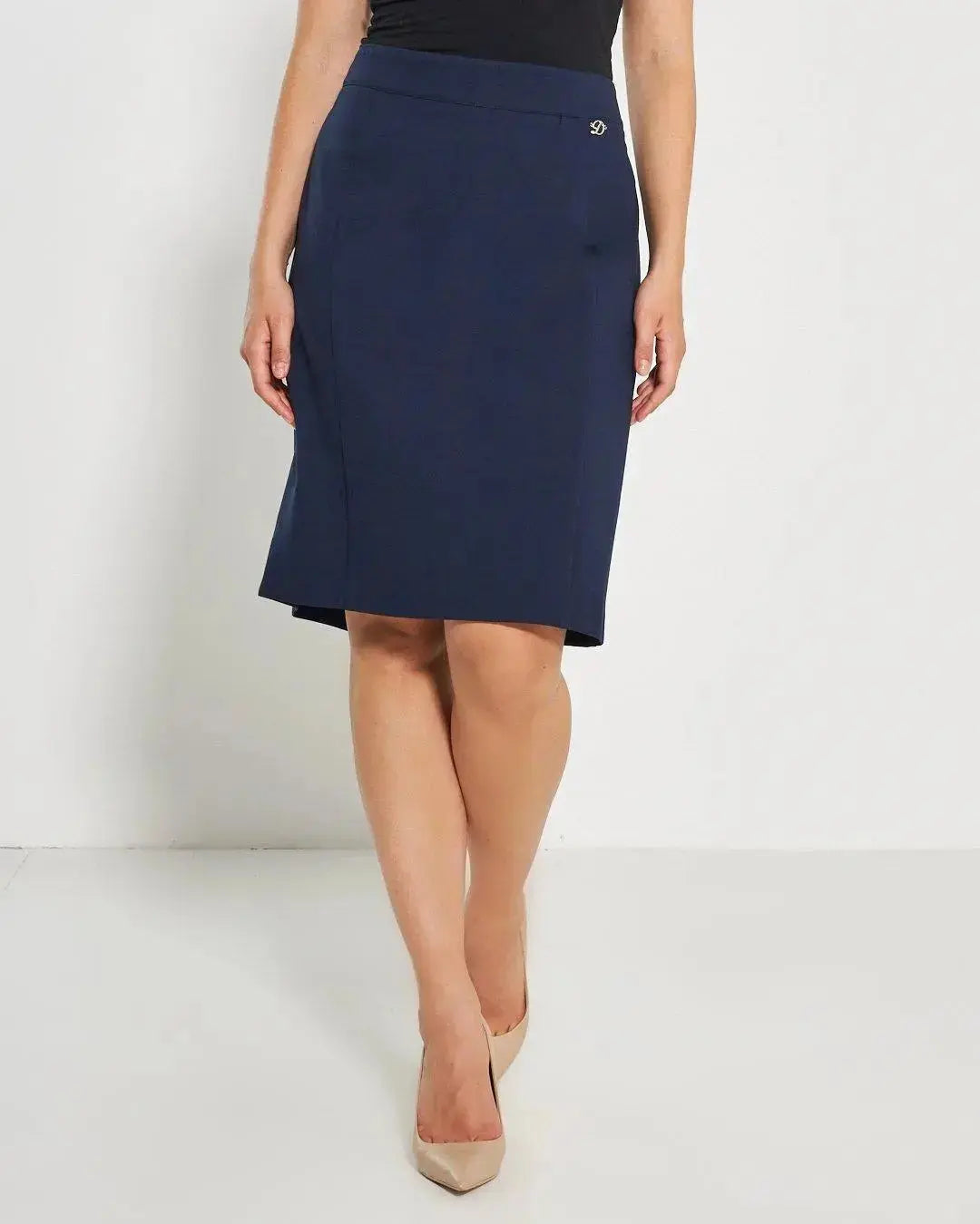 Gonna a tubino con vita elasticizzata e nervures frontali BLU DORABELLA PIU'