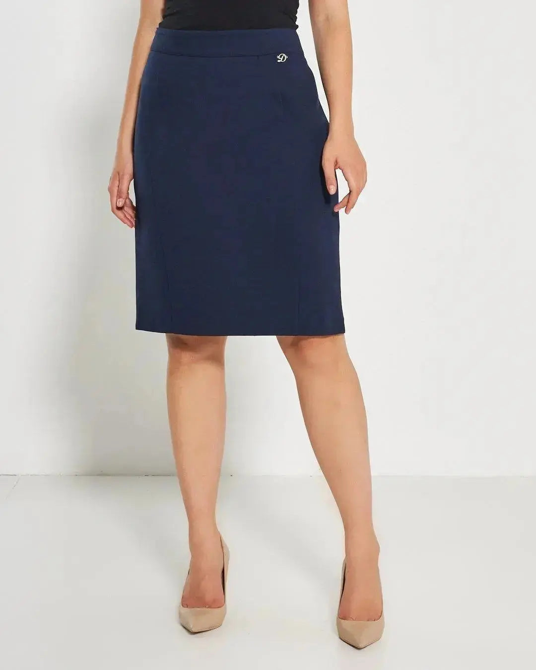 Gonna a tubino con vita elasticizzata e nervures frontali BLU DORABELLA PIU'