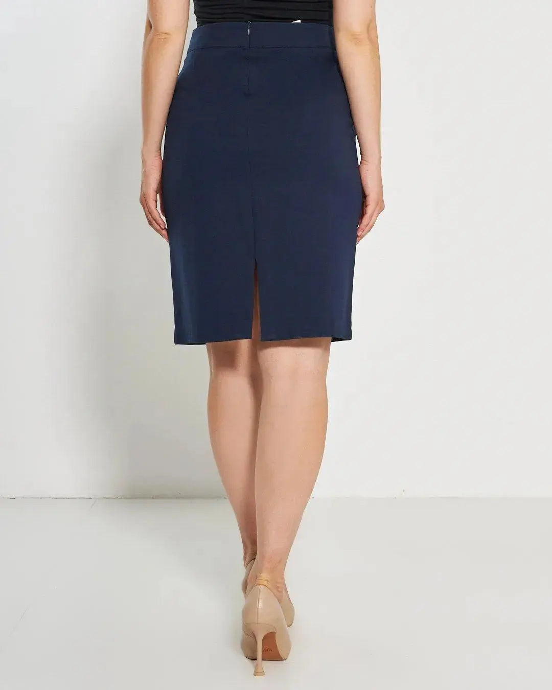 Gonna a tubino con vita elasticizzata e nervures frontali BLU DORABELLA PIU'