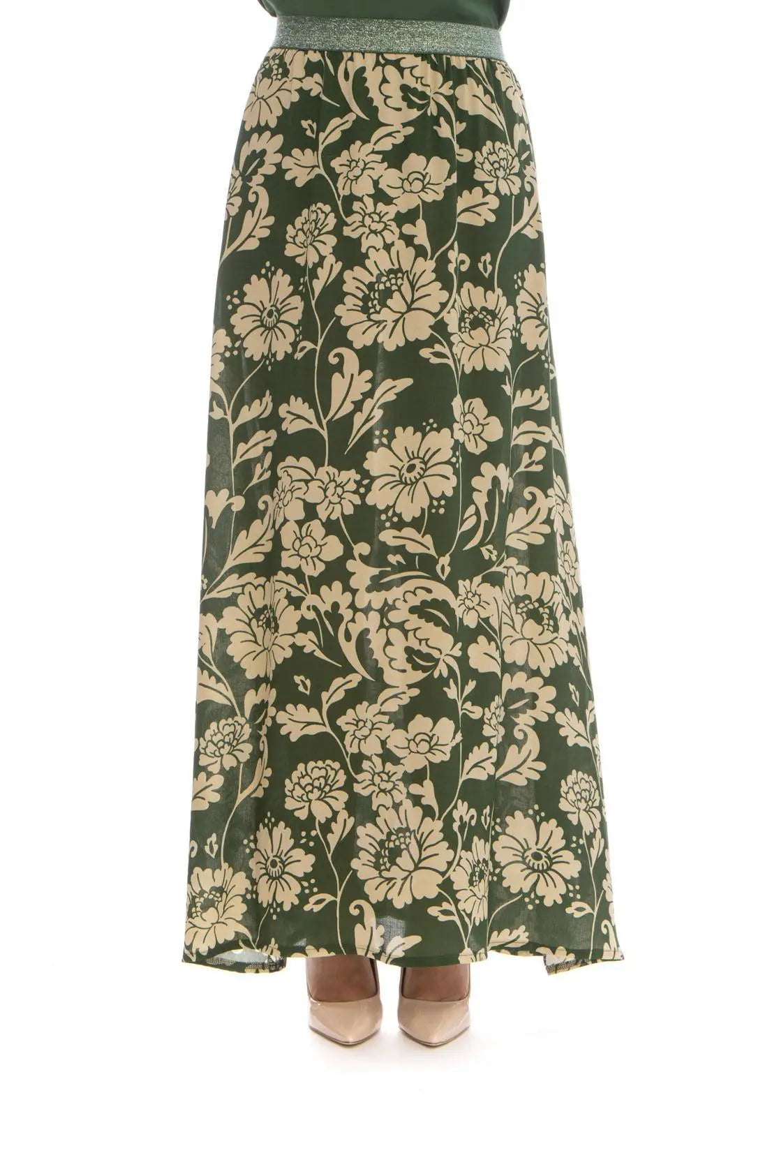 Gonna fantasia floreale VERDE DORABELLA