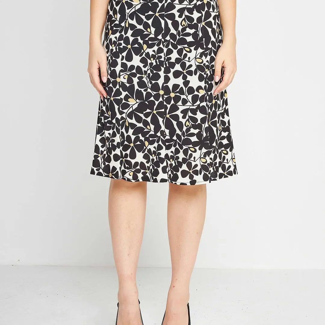 Gonna godet glam flower Nero DORABELLA XXL