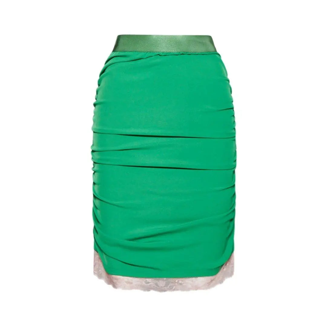 Gonna mini drappeggiata VERDE-ROSA IRONICA 52