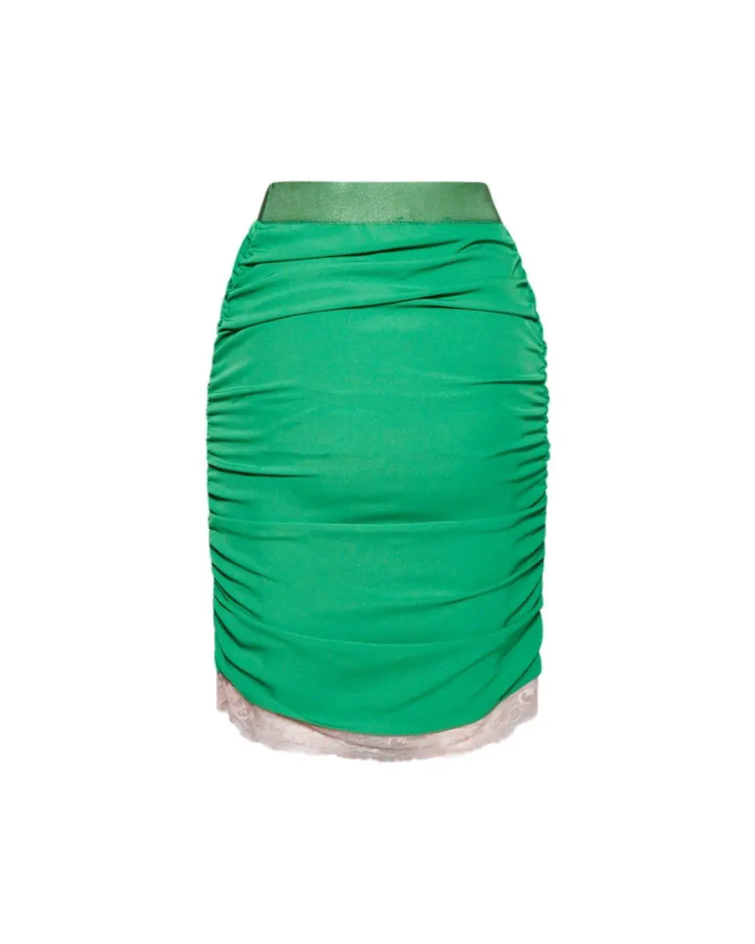 Gonna mini drappeggiata VERDE-ROSA IRONICA