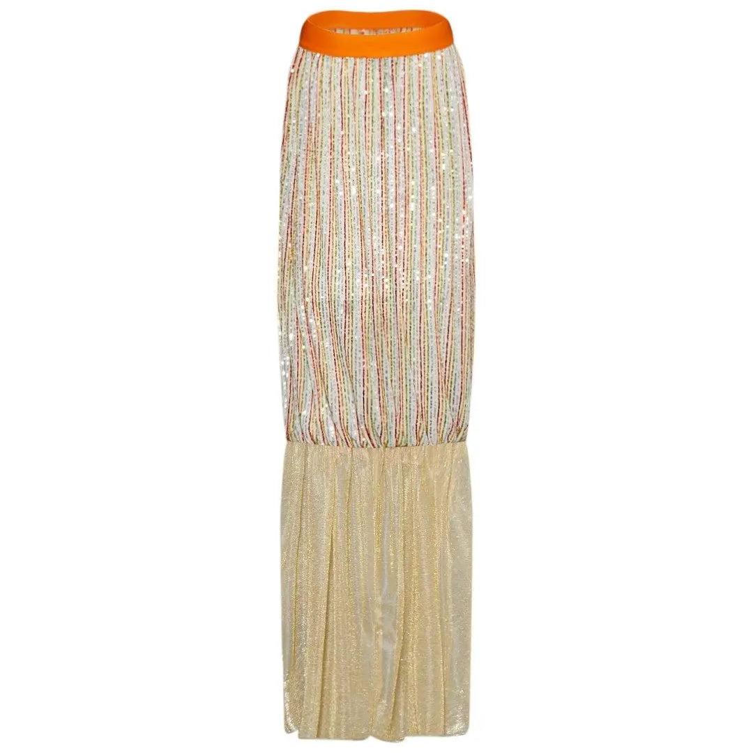 Gonna paillettes e volant ARANCIO IRONICA