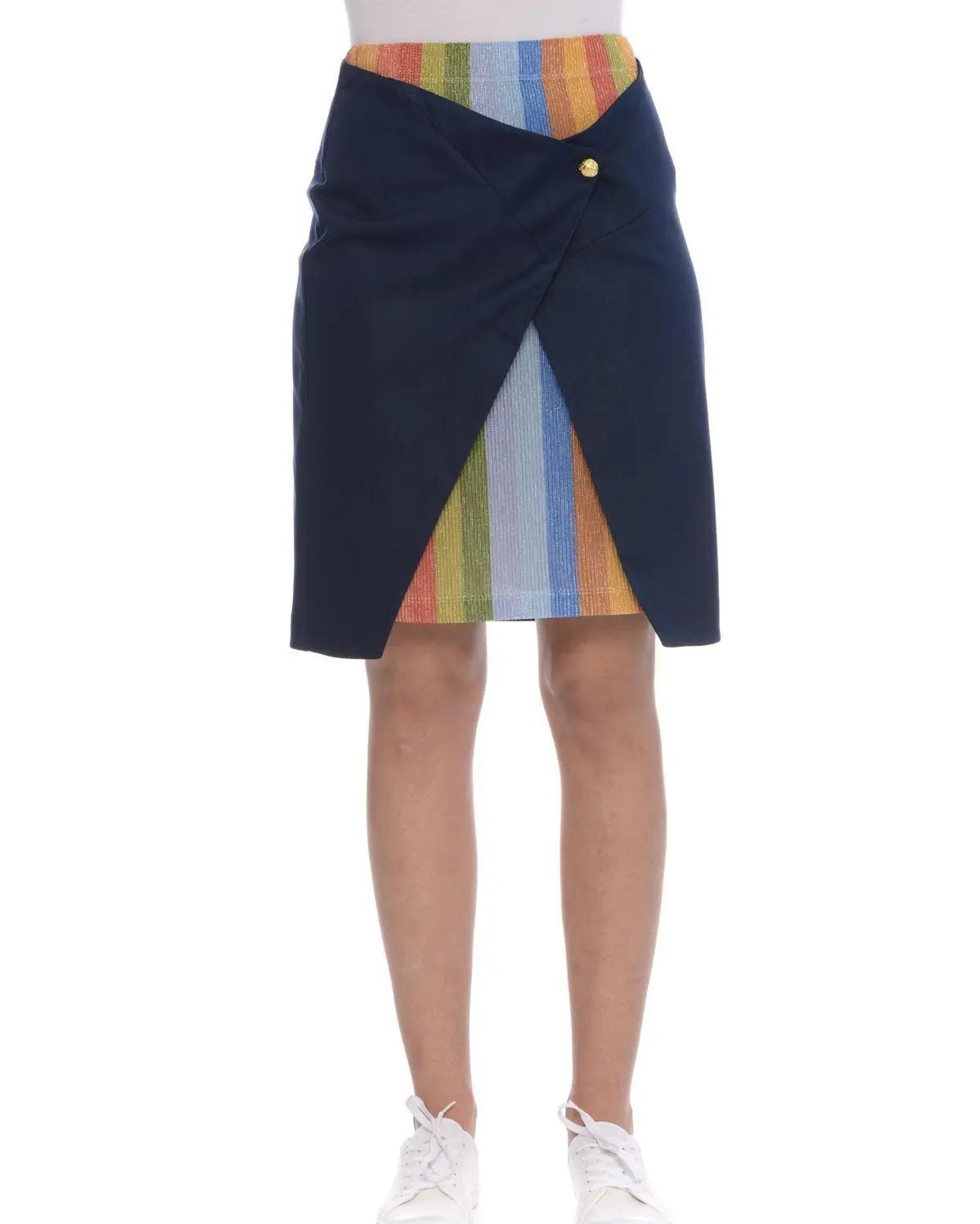 Gonna tessuti a contrasto BLU IRONICA